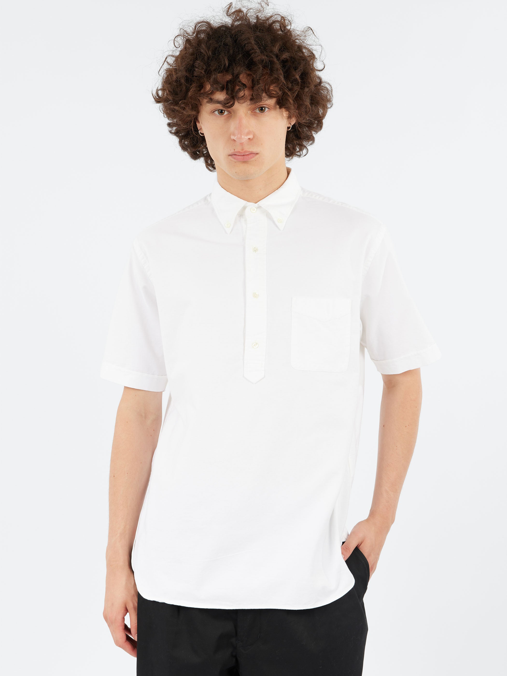 Oxford Pullover Short Sleeve Button-Down Shirt