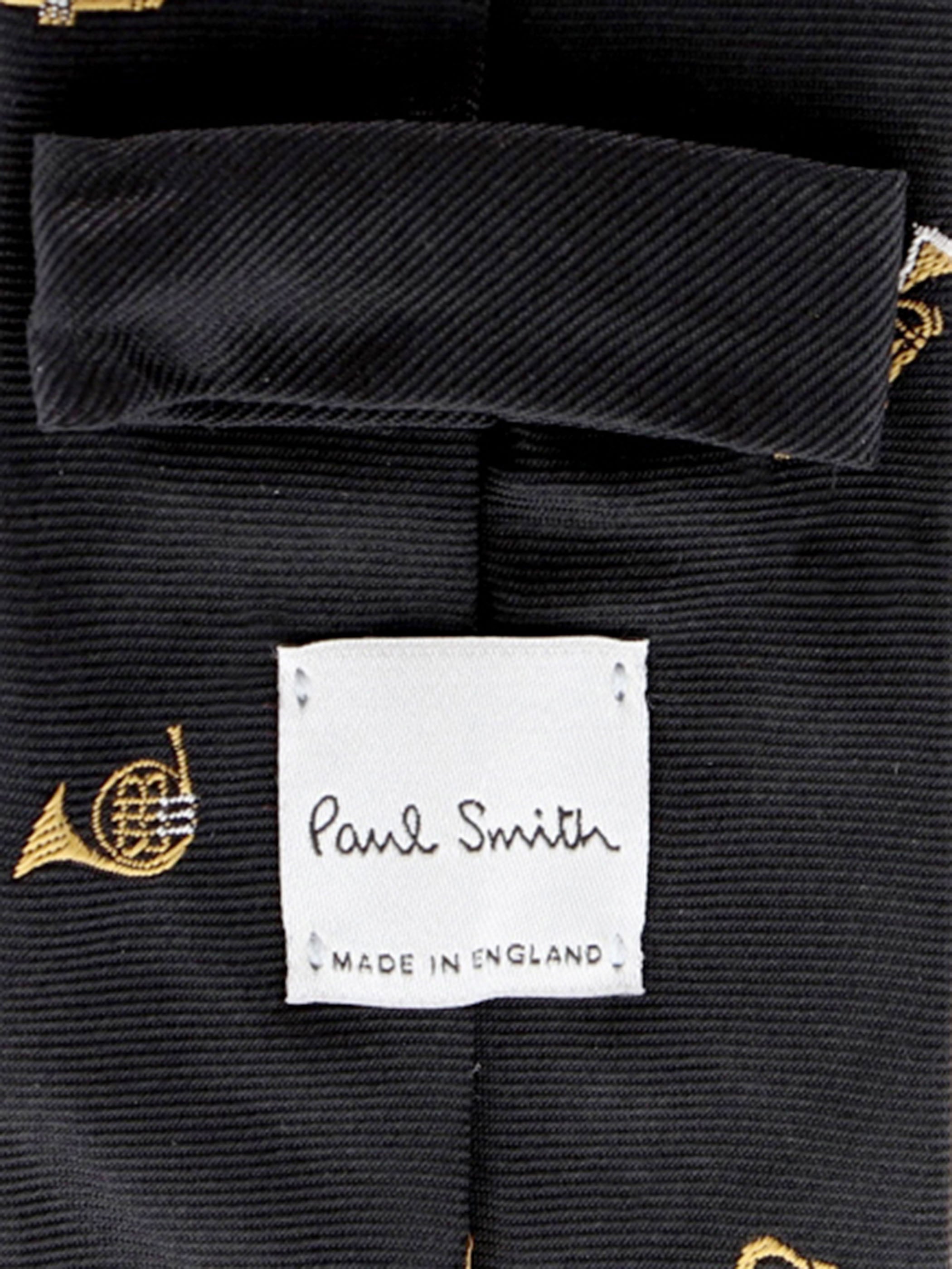 Embroidered Musical Instrument Motif Silk Tie