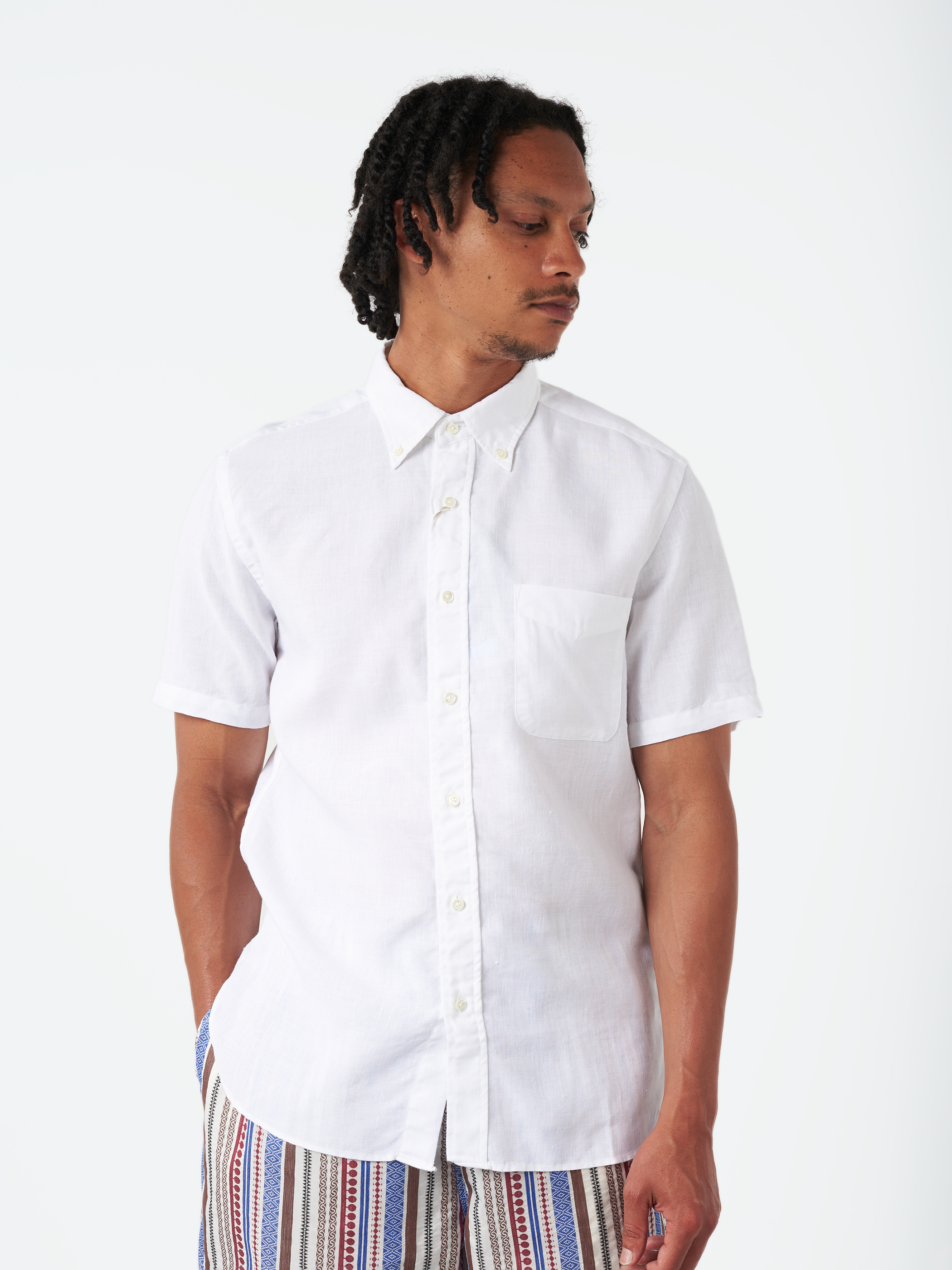 Linen Coolmax Button-Down Short Sleeve Shirt