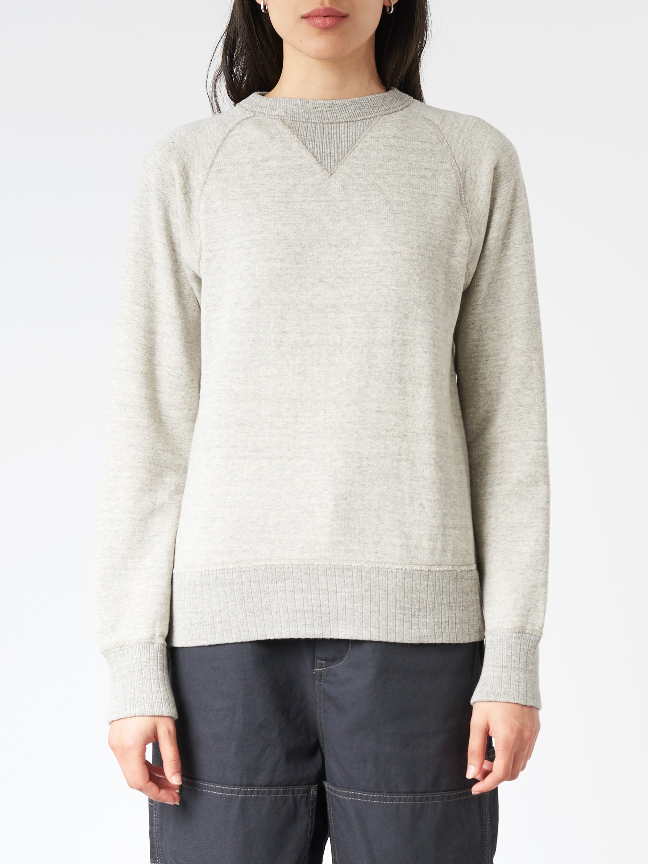 Drop-Needle Rib Crewneck Pullover