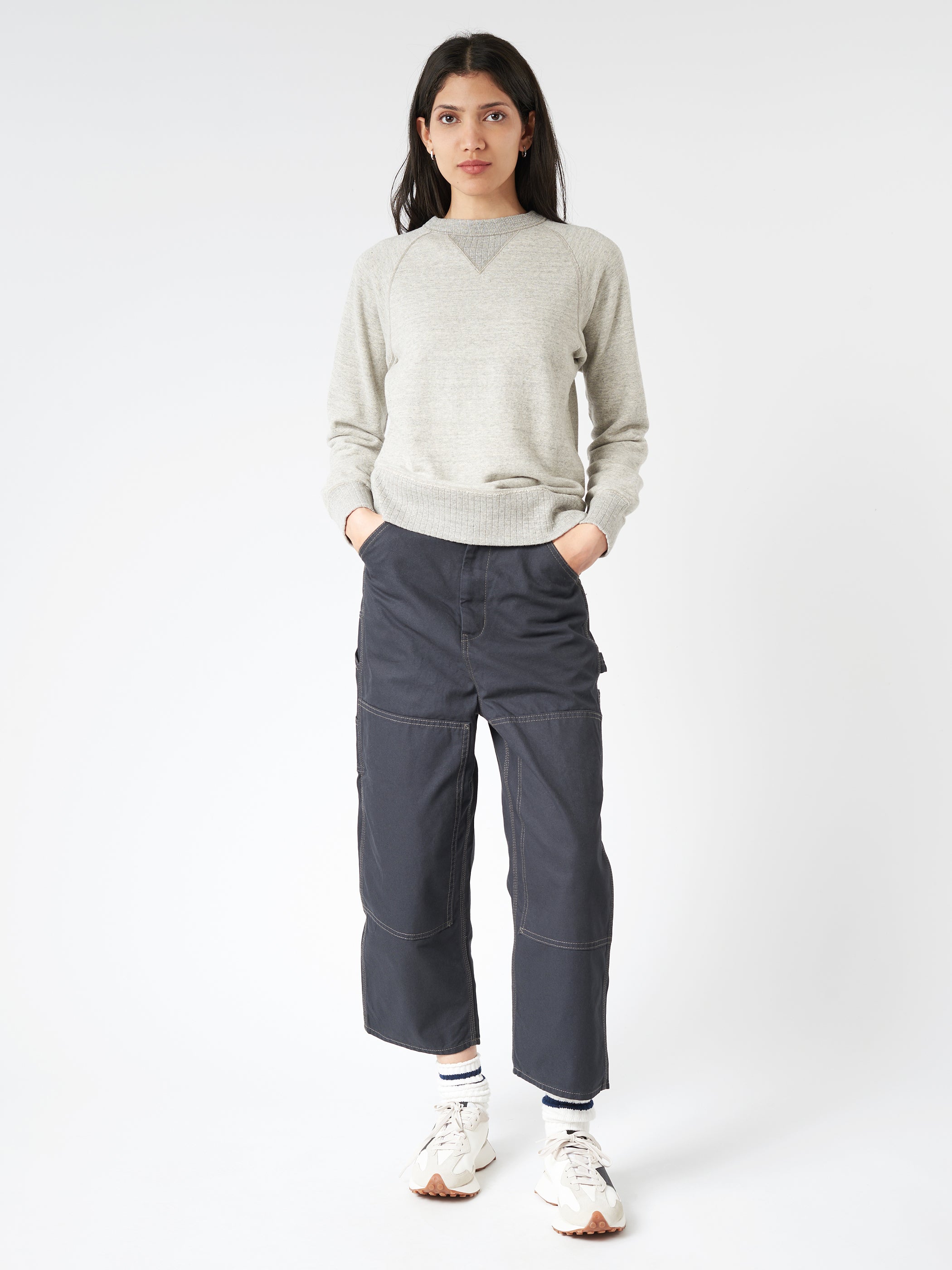 Drop-Needle Rib Crewneck Pullover