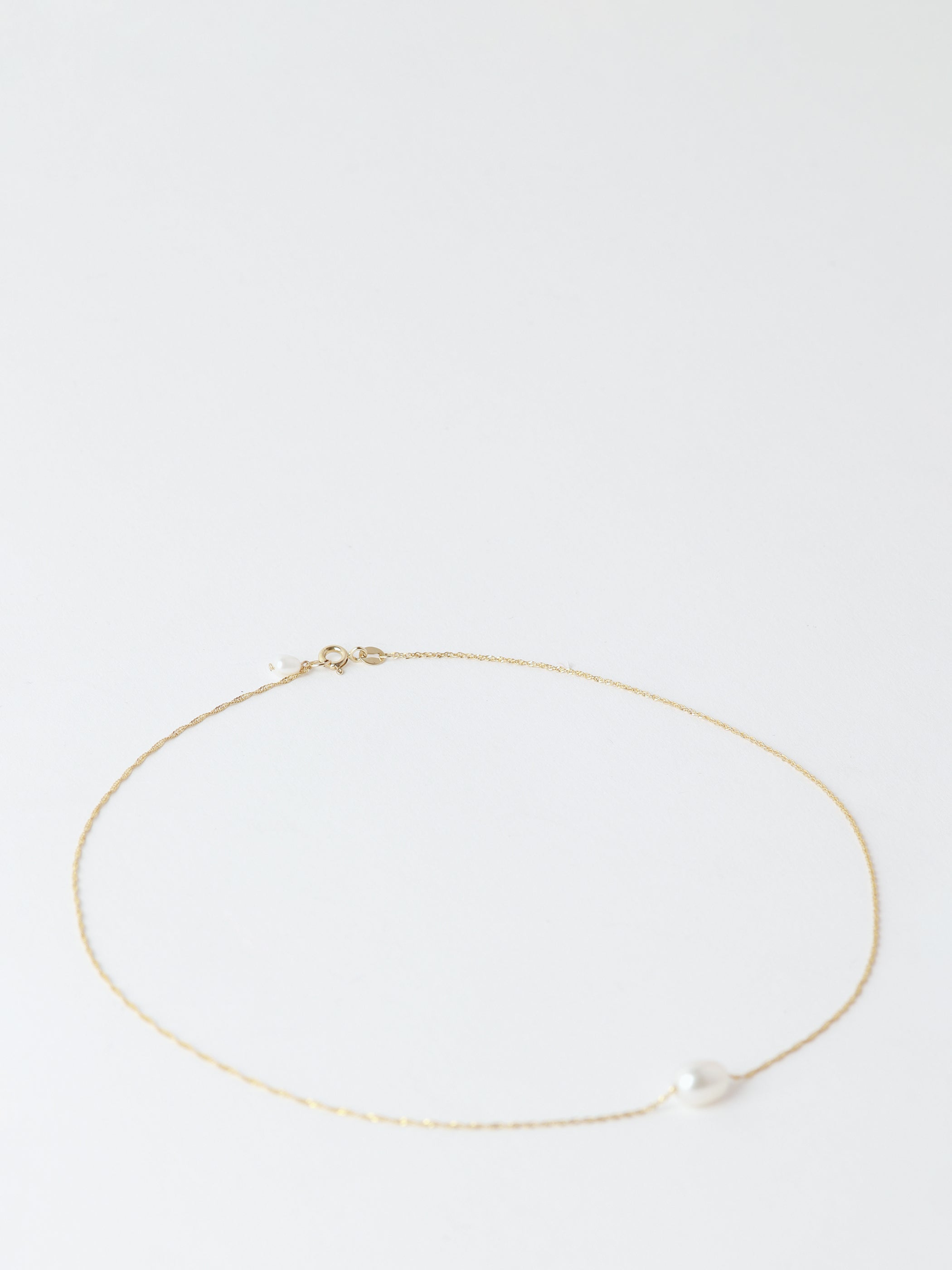 Petite Oval Pearl Solitaire Necklace