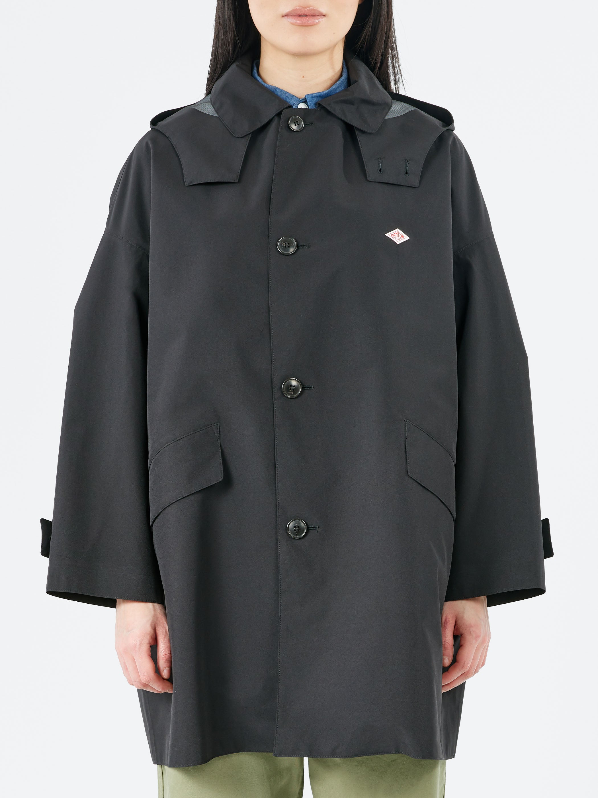 Women's 3-Layer Cloth Hooded Balmacaan Coat