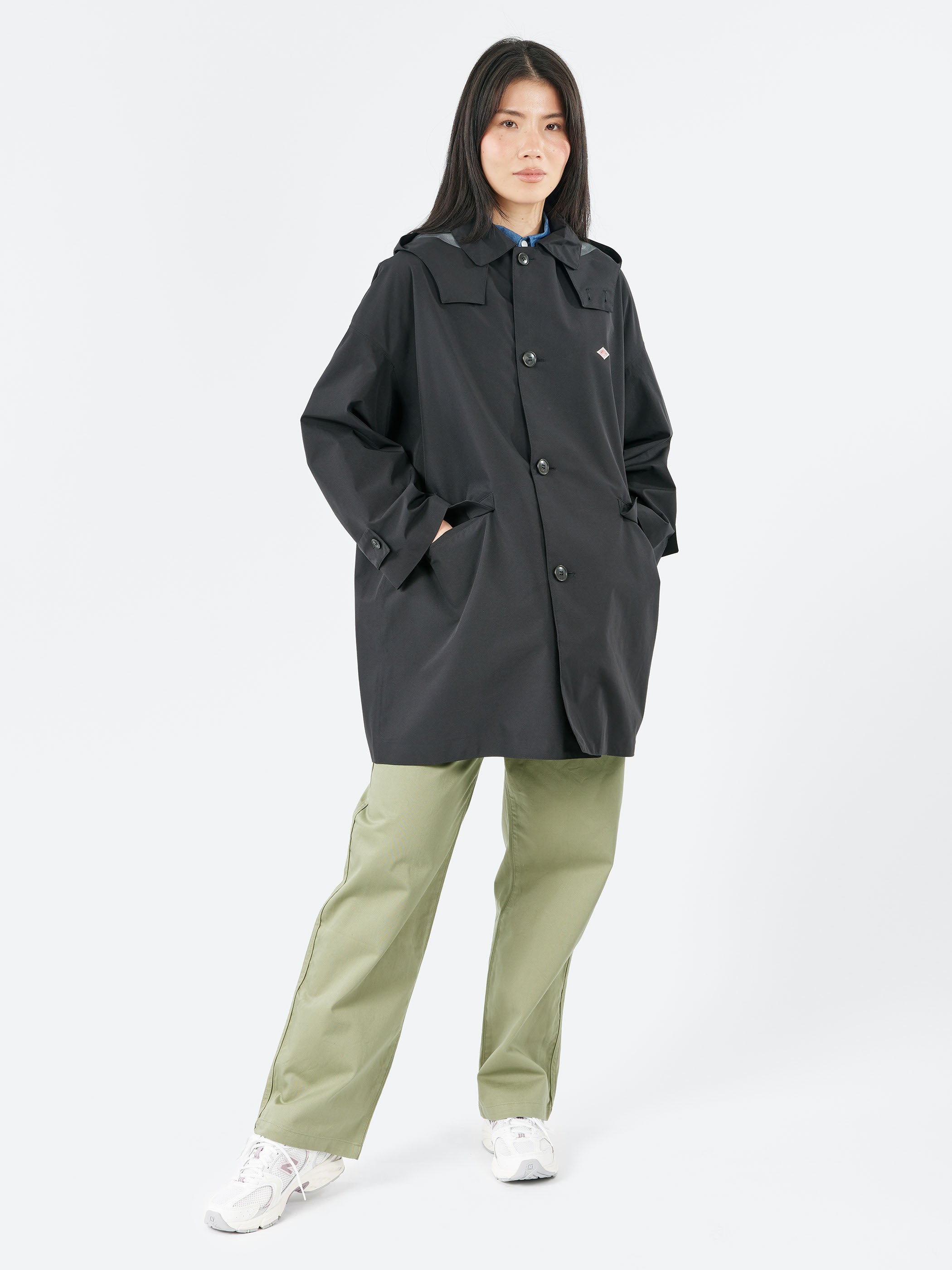Women's 3-Layer Cloth Hooded Balmacaan Coat
