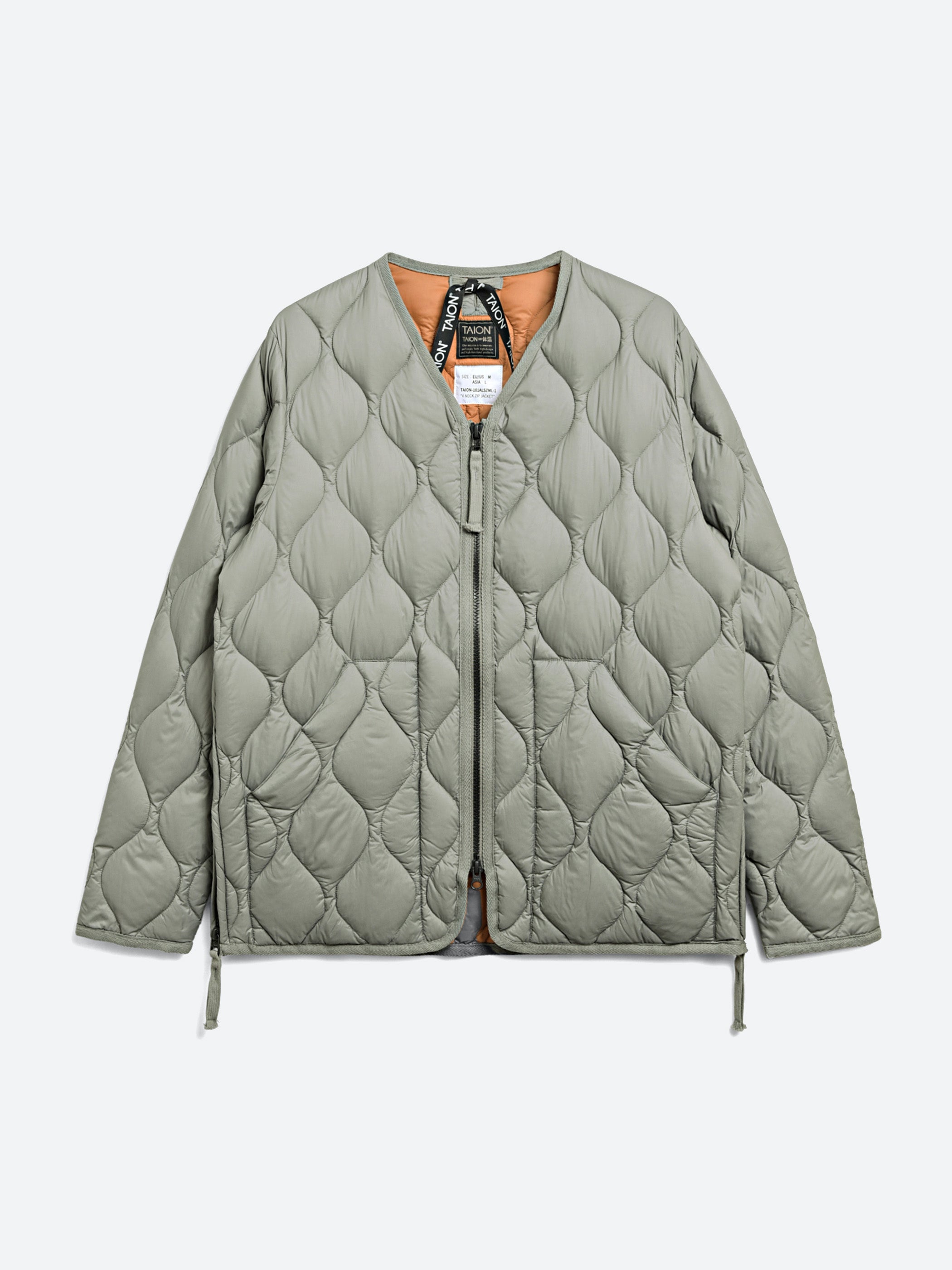 Military Zip V-Neck Down Jacket