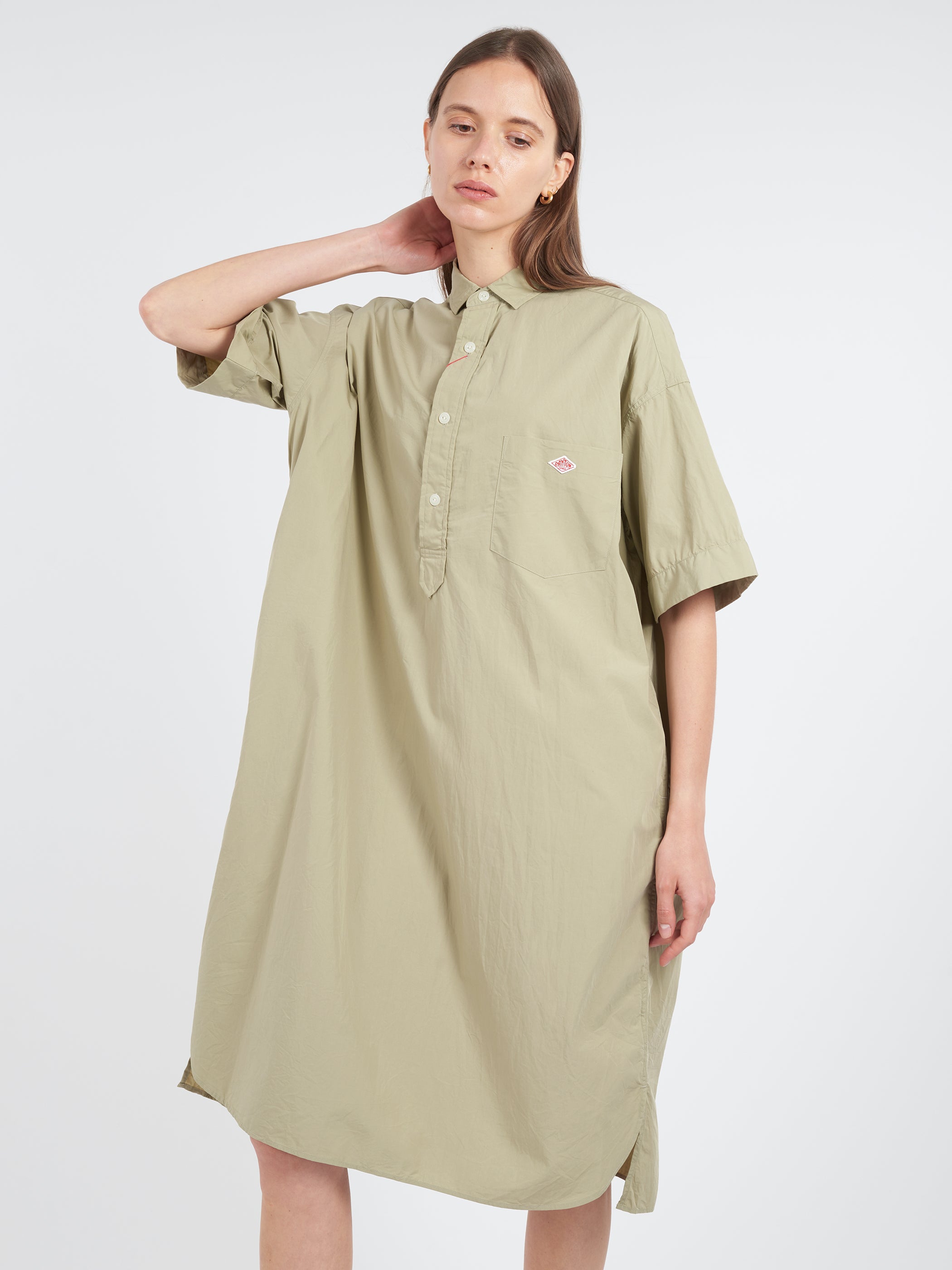 Cotton Poplin Pullover Shirt Dress