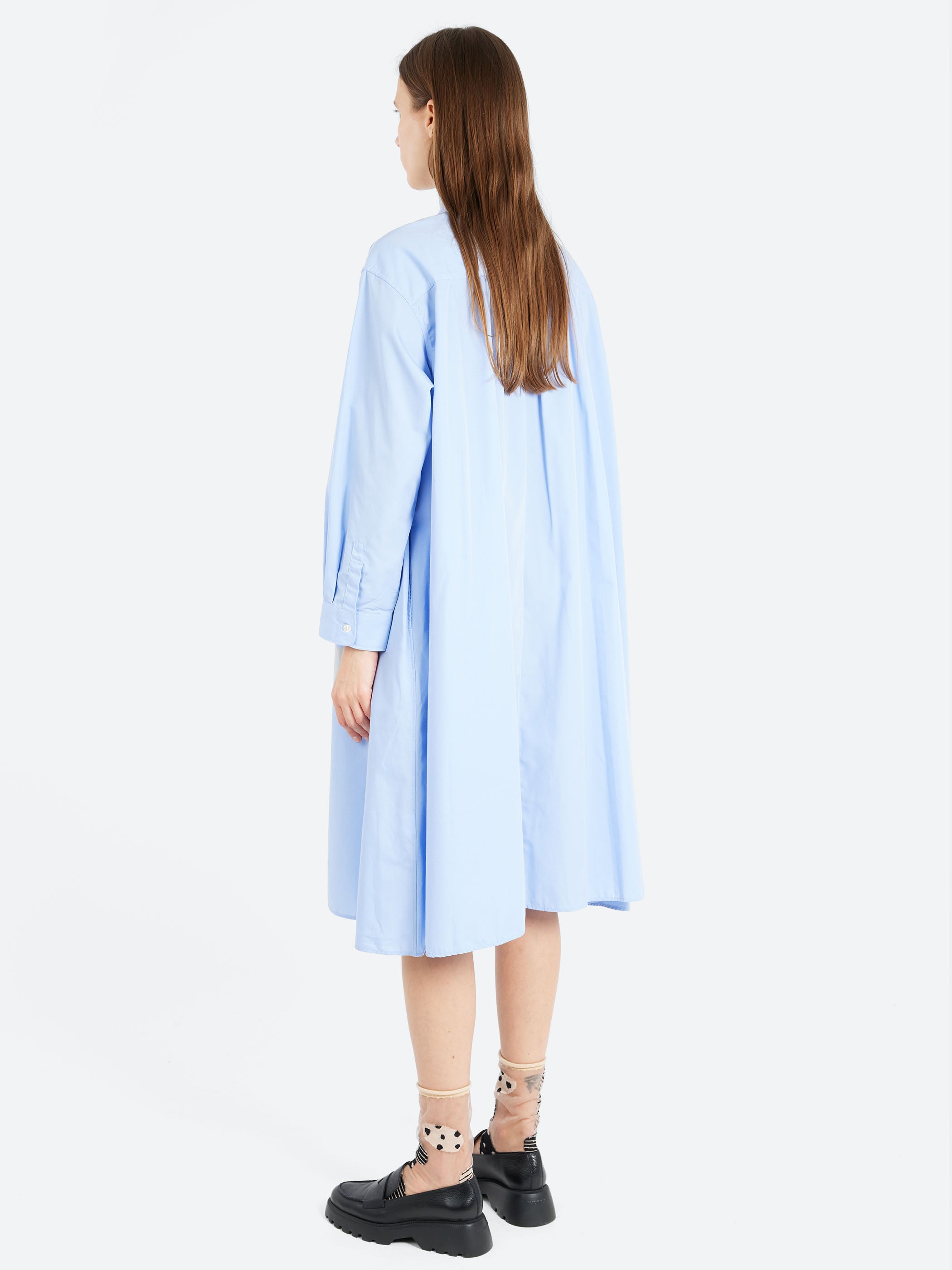 Broadcloth Gathered Shirt Dress