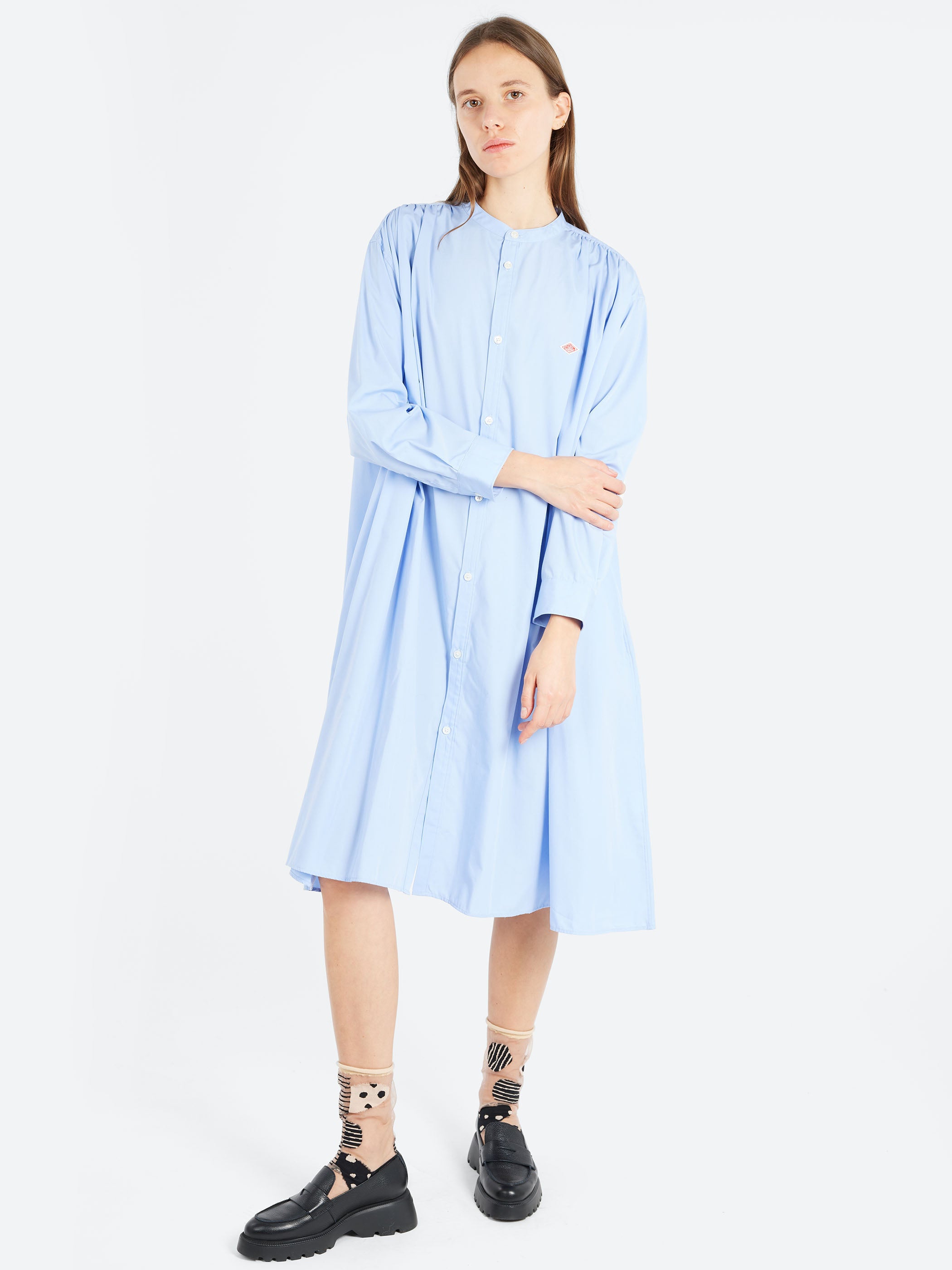 Broadcloth Gathered Shirt Dress