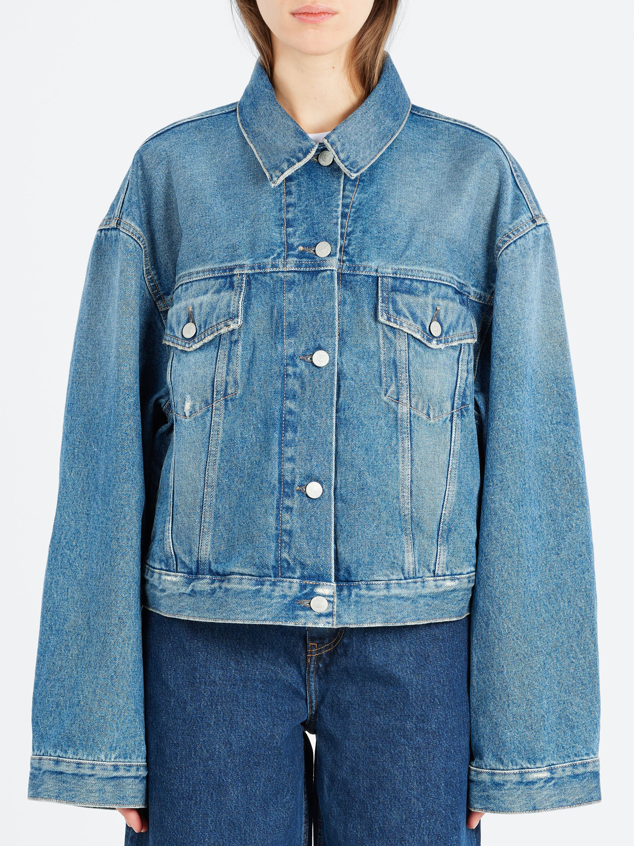 Collared Button-Up Denim Jacket