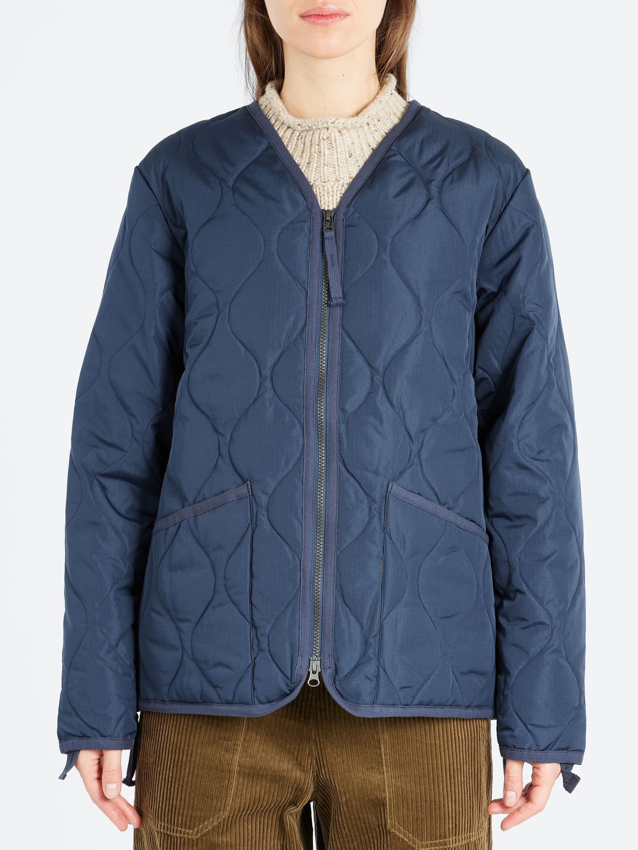 Military Zip V-Neck Down Jacket