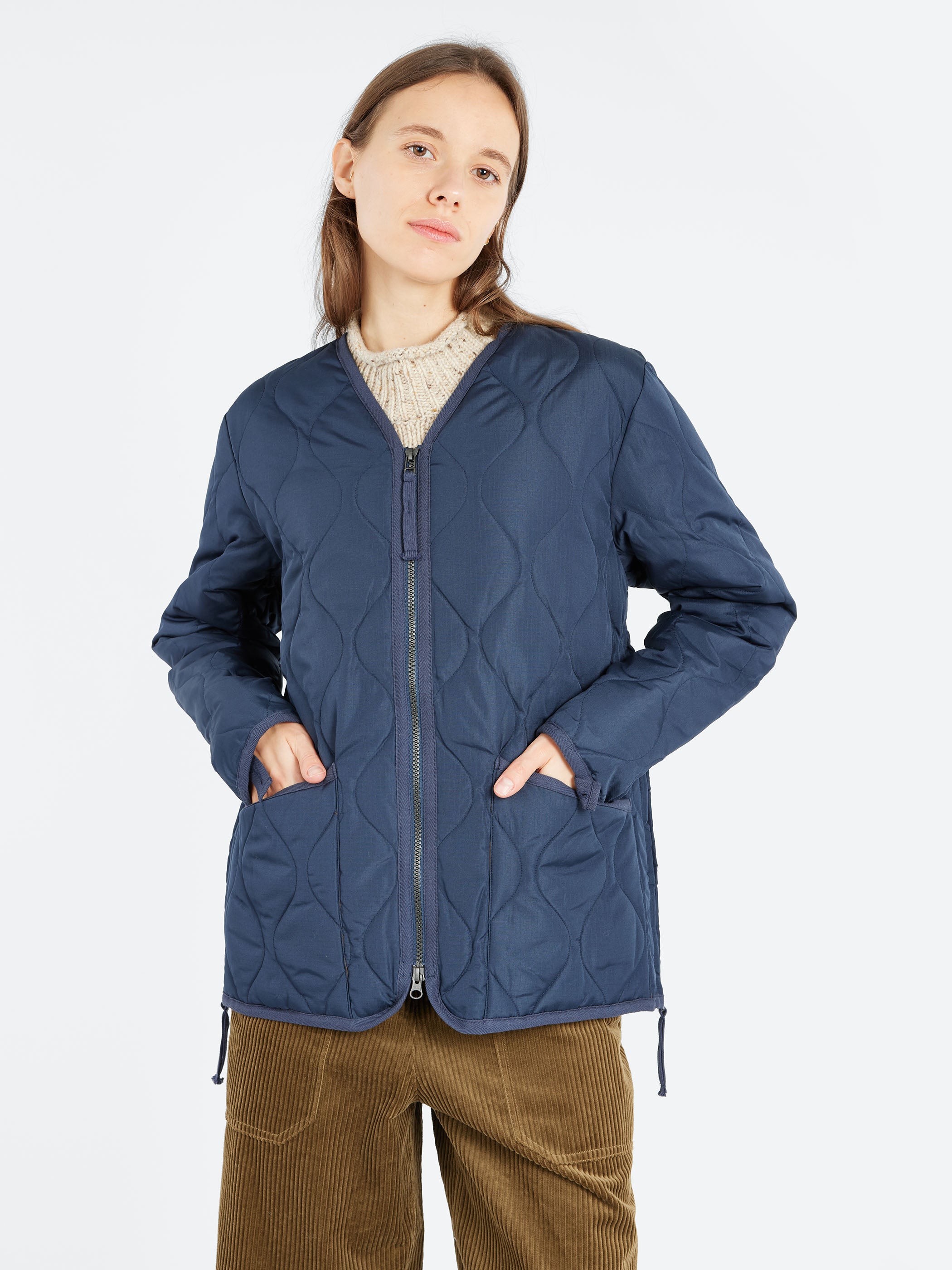 Military Zip V-Neck Down Jacket