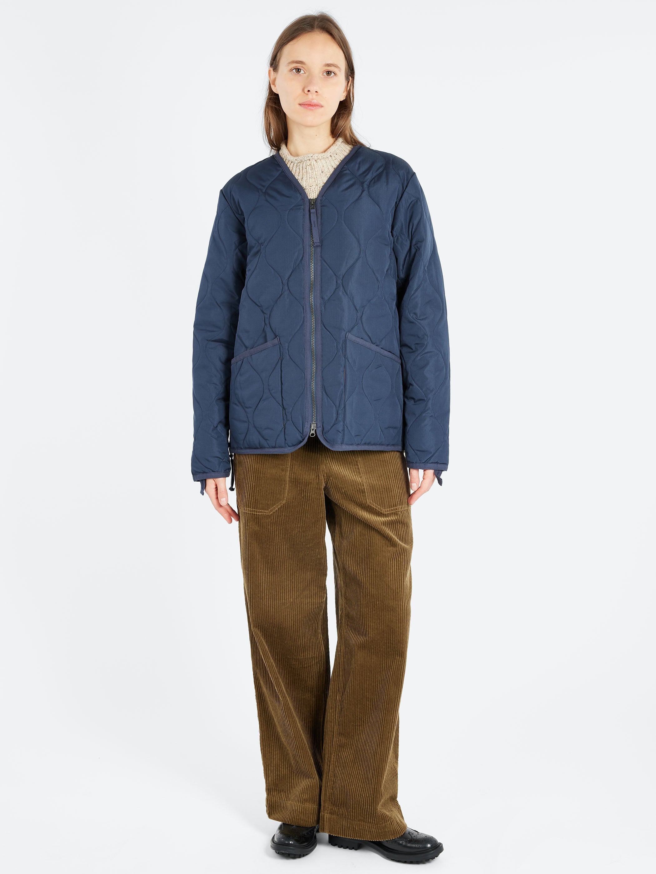 Military Zip V-Neck Down Jacket