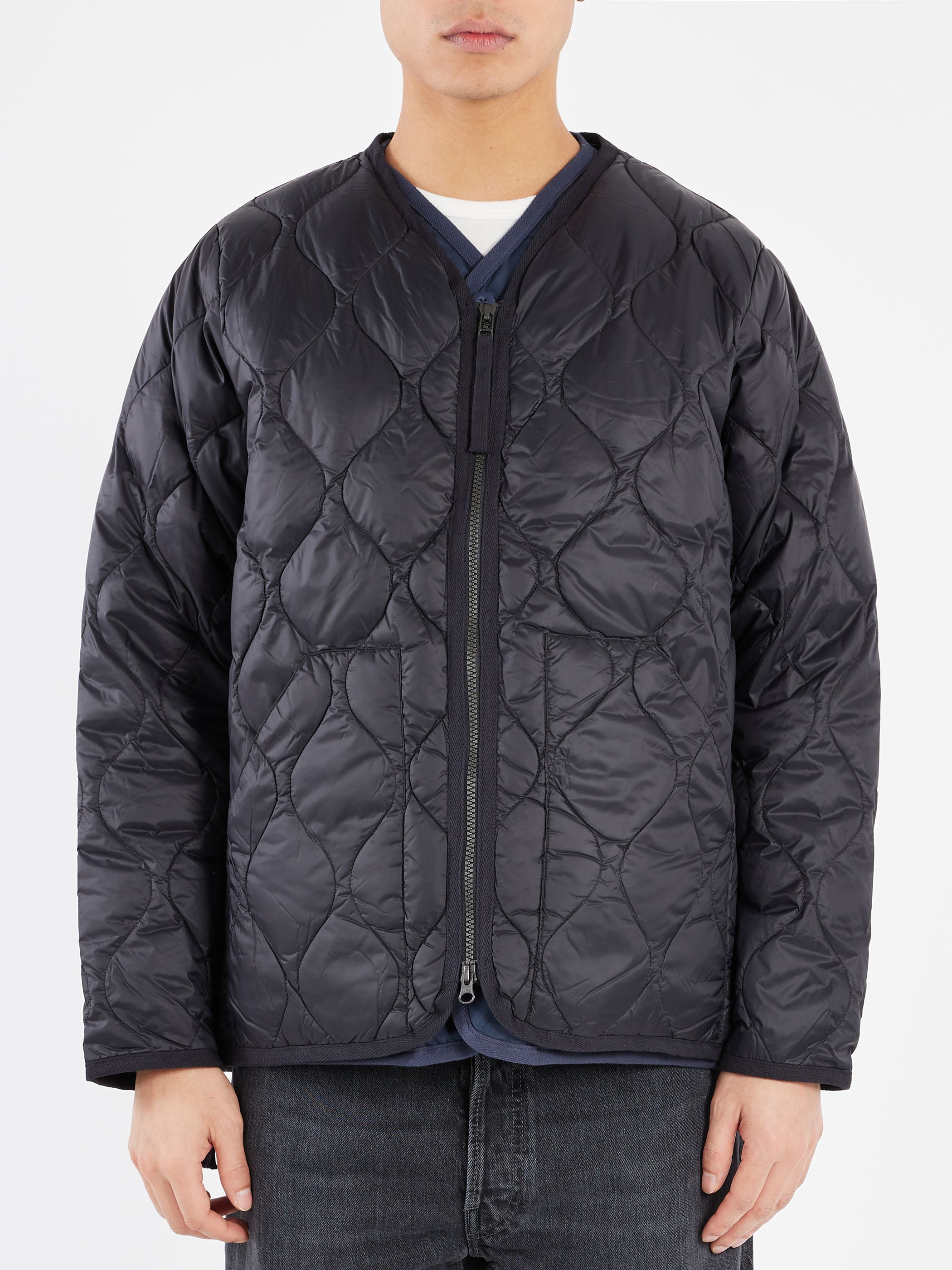 Military Zip V-Neck Down Jacket