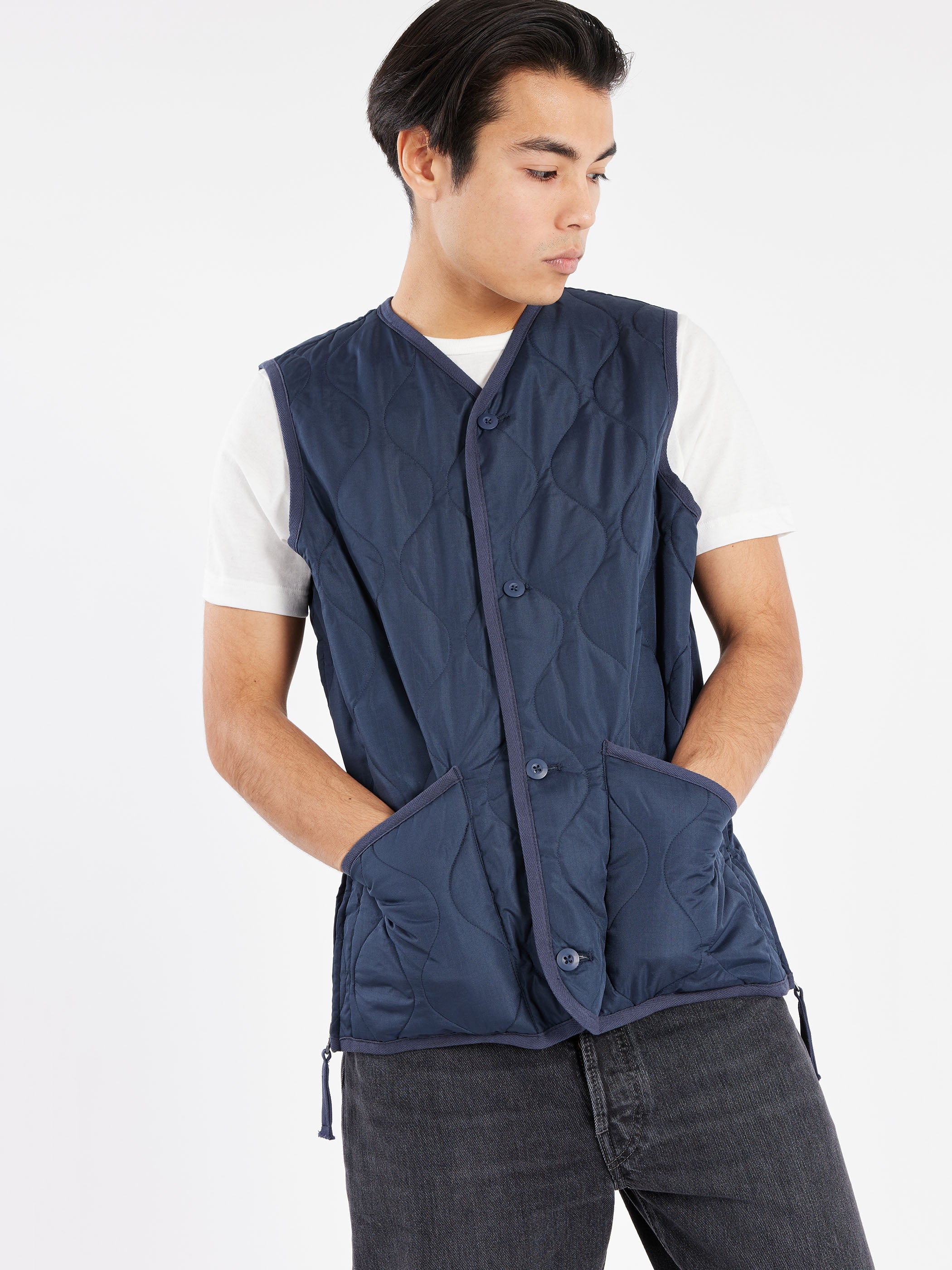 Military V-Neck Button Down Vest