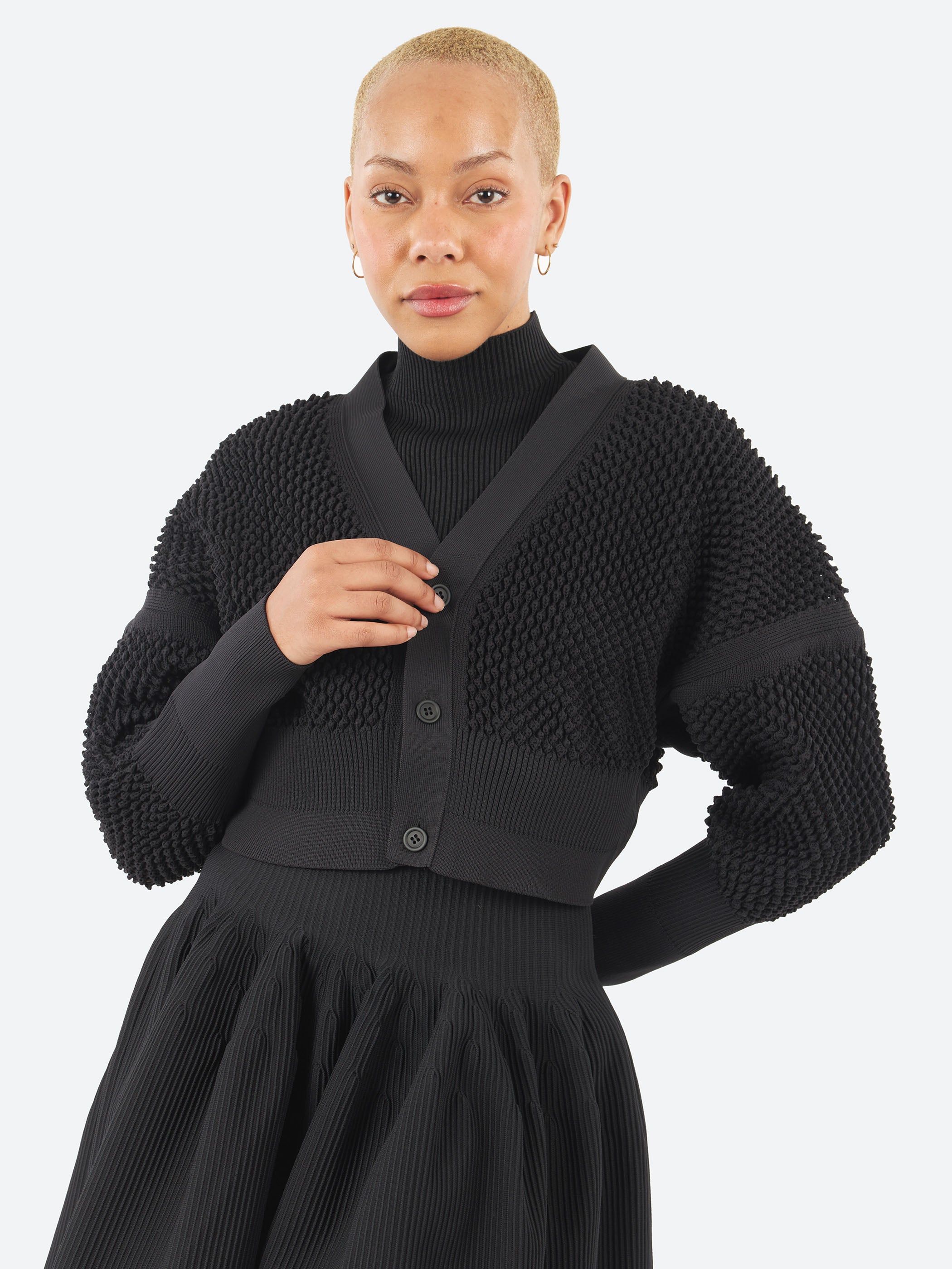 Lattice Cropped Cardigan