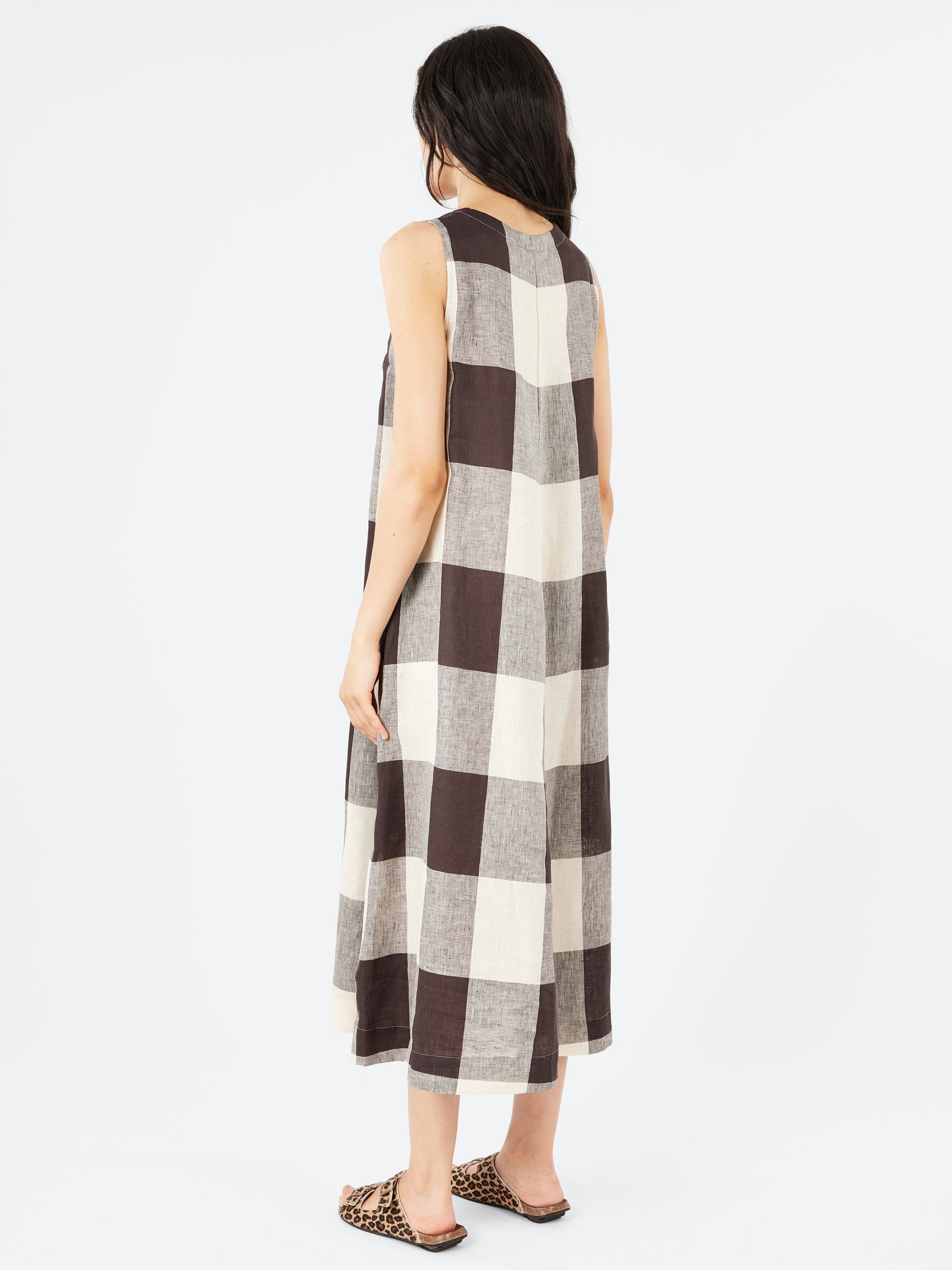 Macro Gingham Lightweight Linen Dress