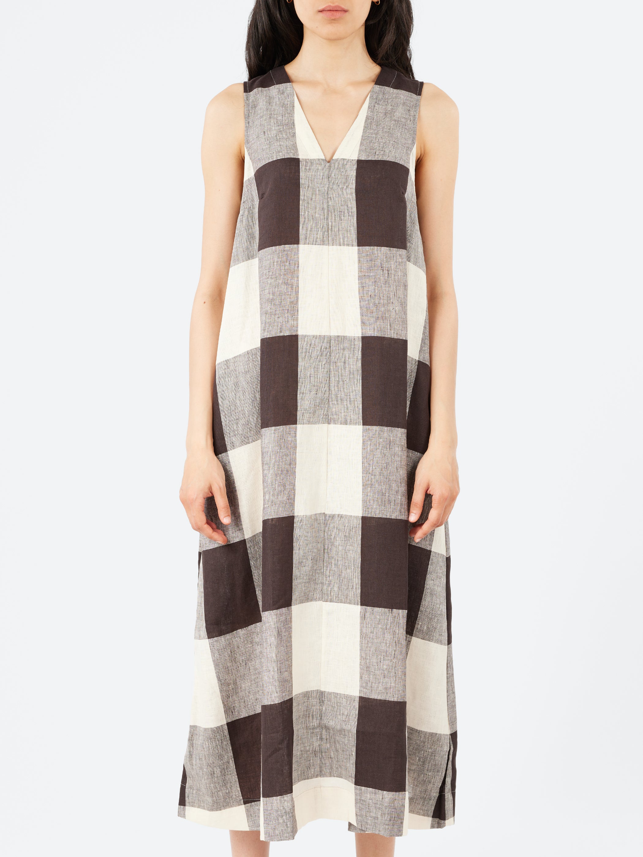 Macro Gingham Lightweight Linen Dress