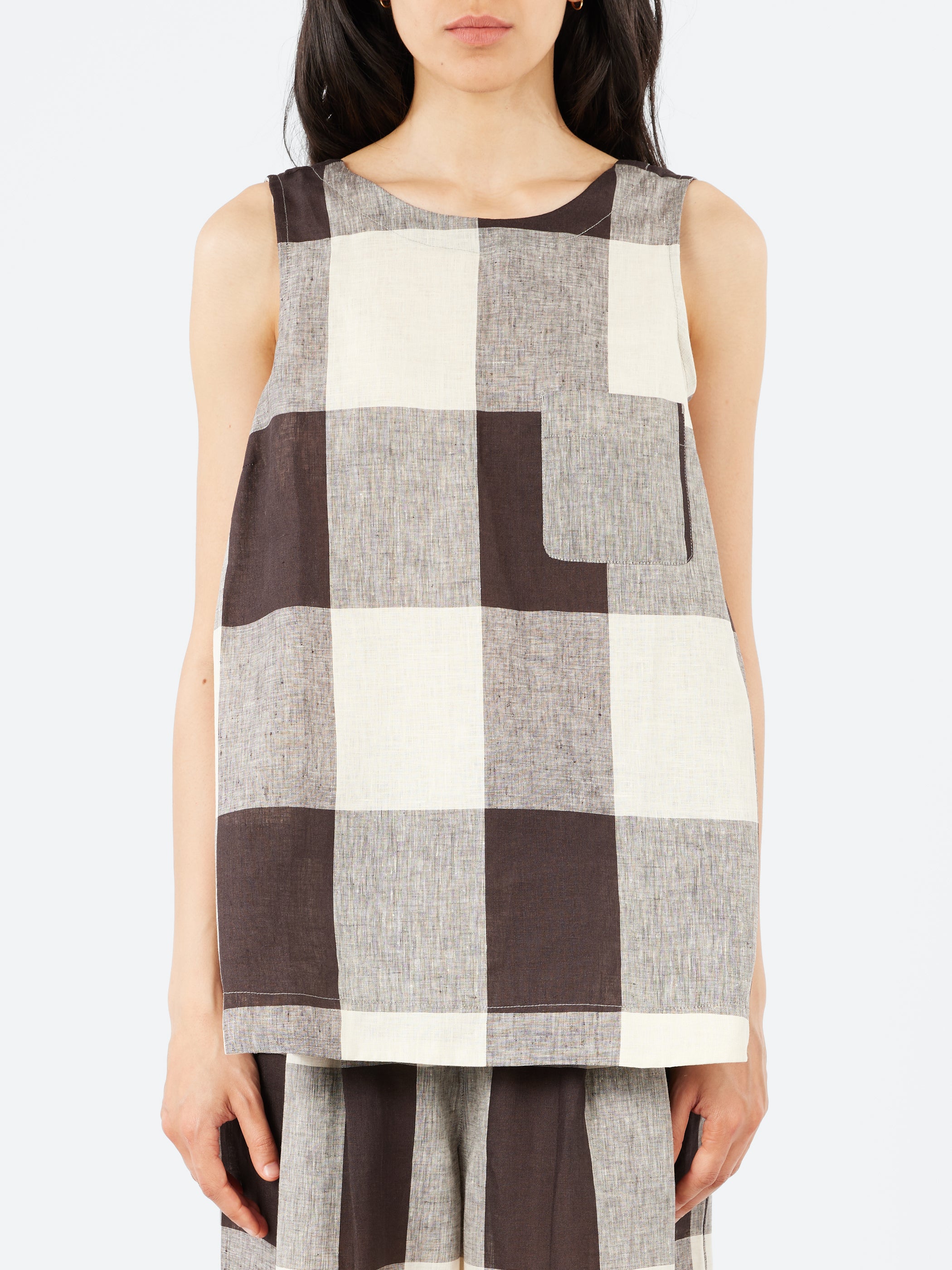 Macro Gingham Lightweight Linen Tank