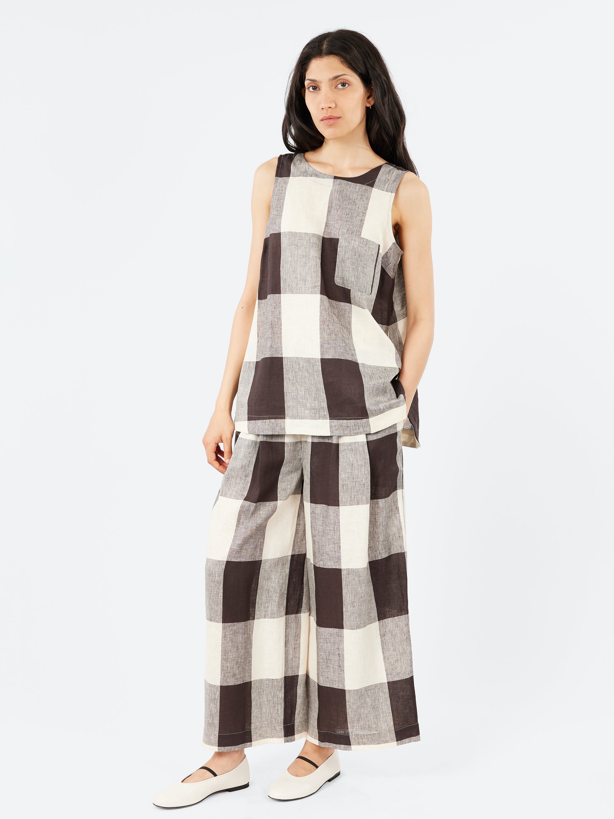 Macro Gingham Lightweight Linen Tank