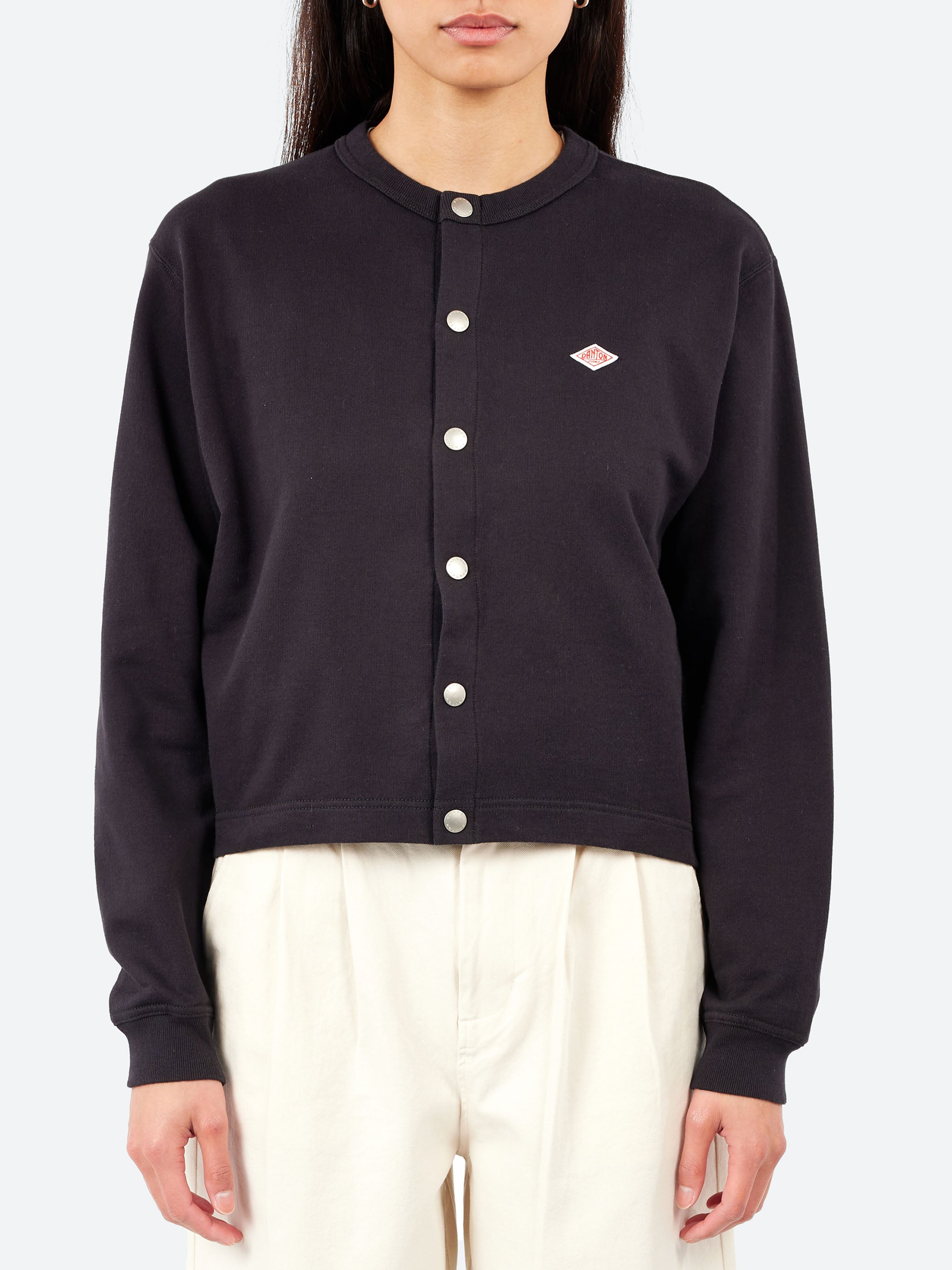 Women's Cotton Terry Crew Neck Cardigan