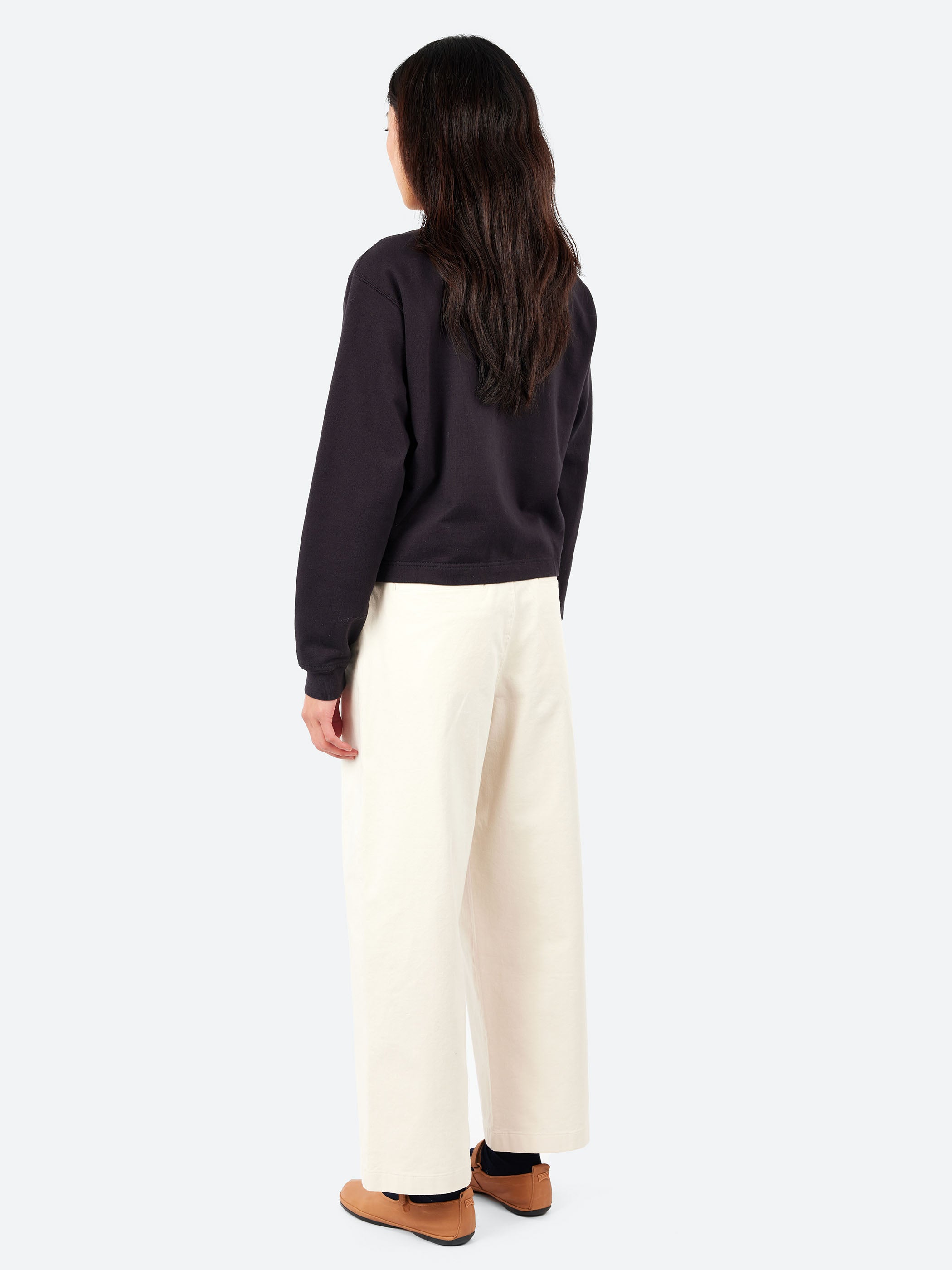 Women's Cotton Terry Crew Neck Cardigan