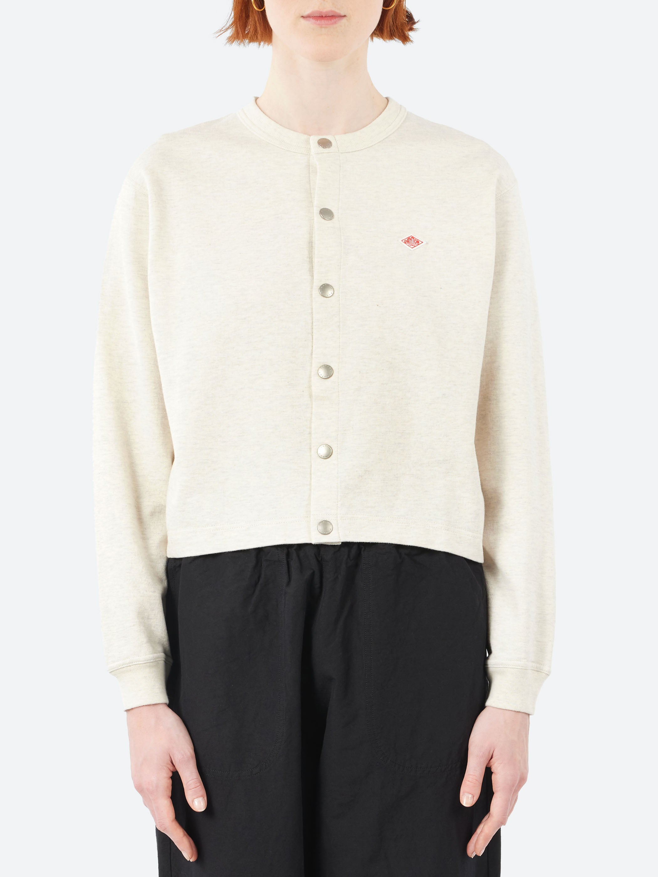 Women's Cotton Terry Crew Neck Cardigan