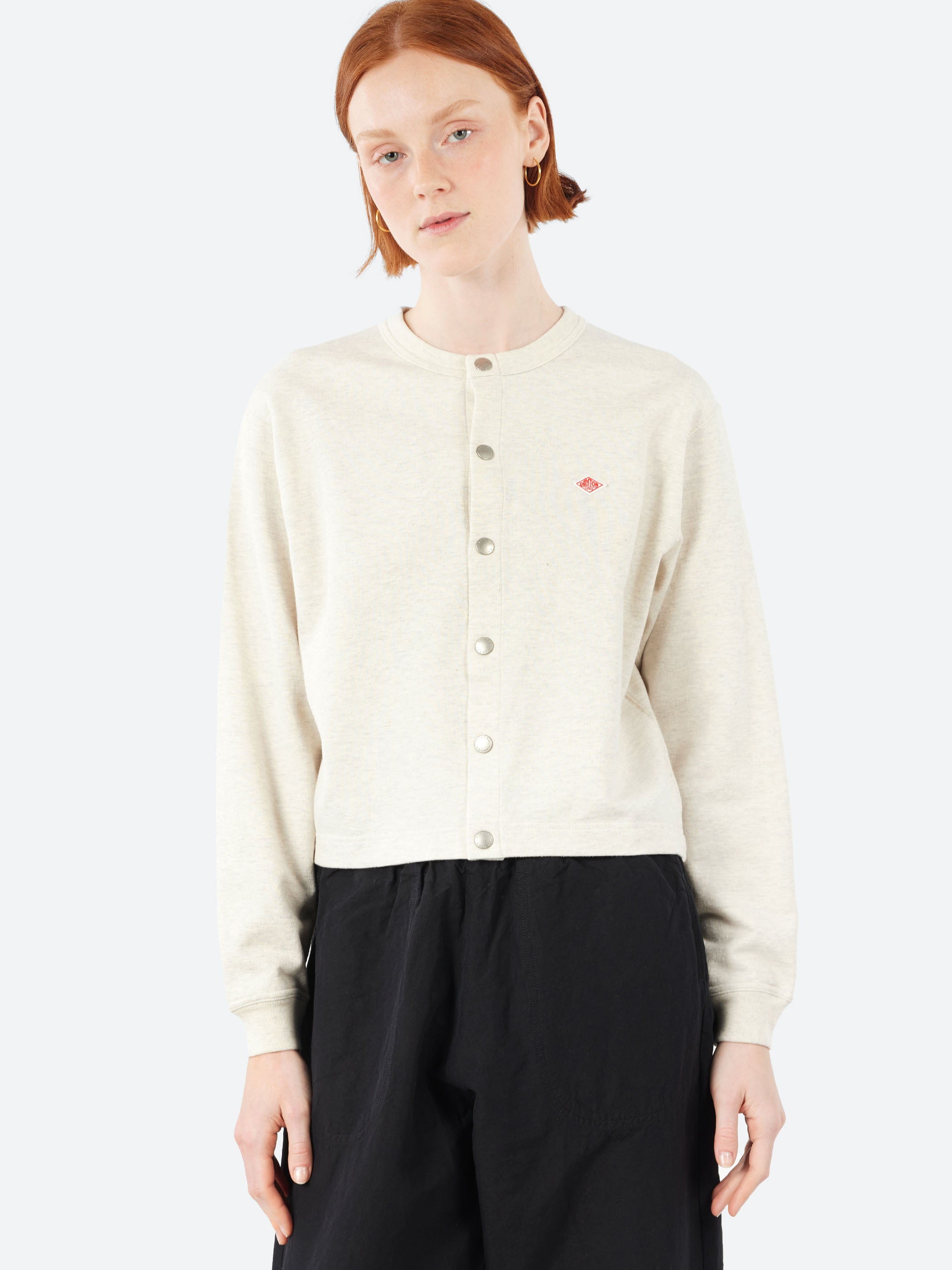 Women's Cotton Terry Crew Neck Cardigan