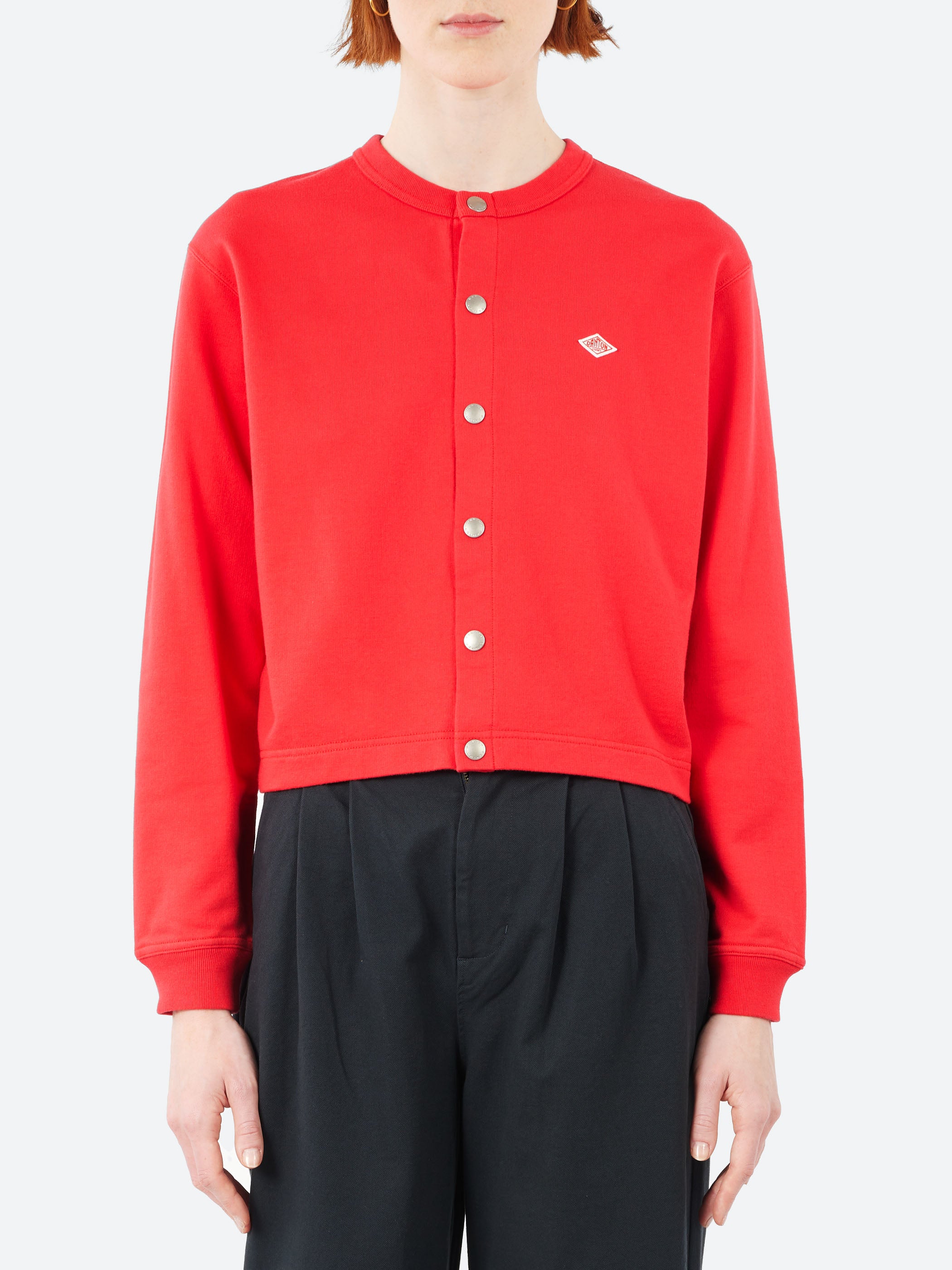 Women's Cotton Terry Crew Neck Cardigan