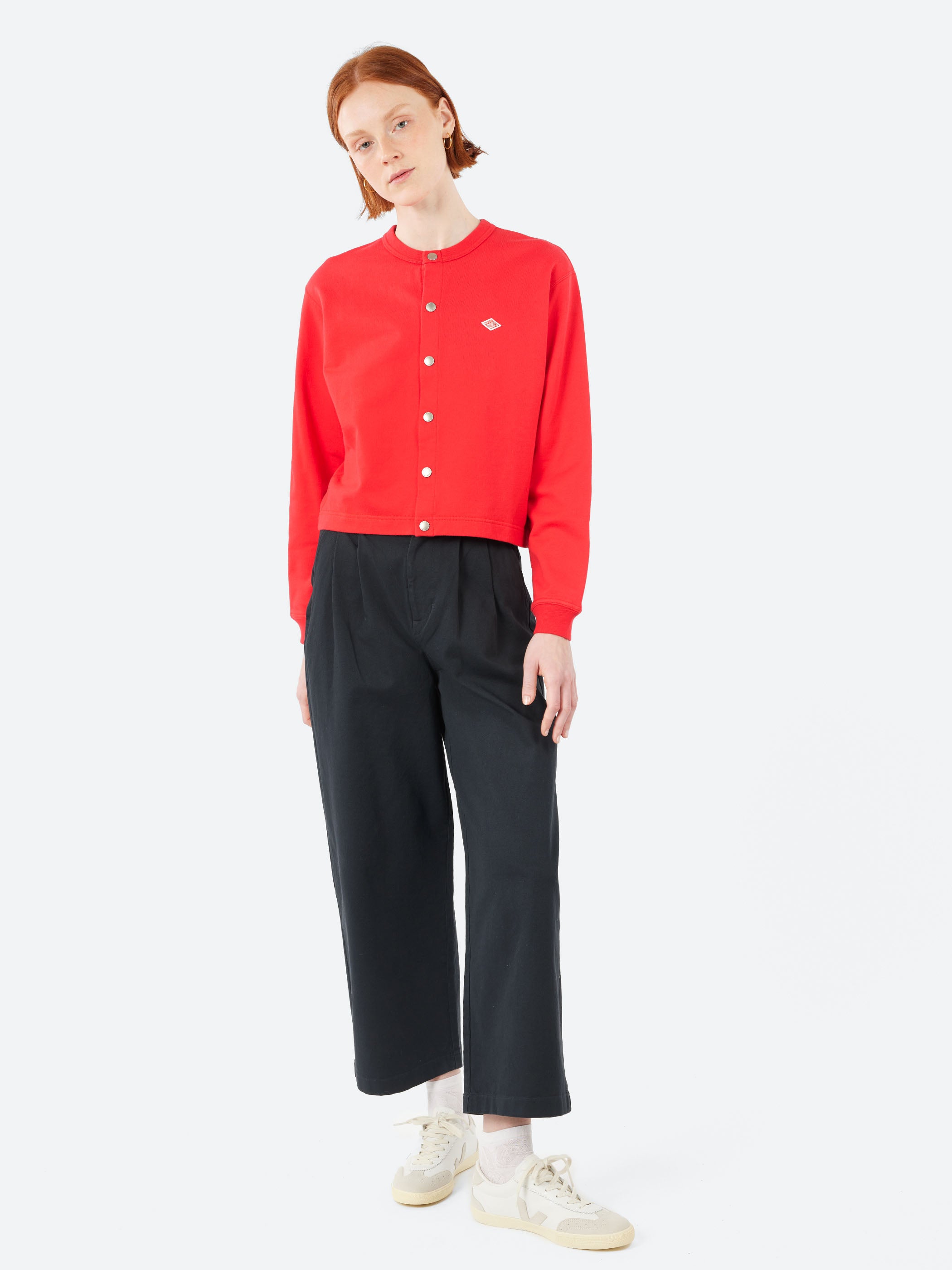 Women's Cotton Terry Crew Neck Cardigan