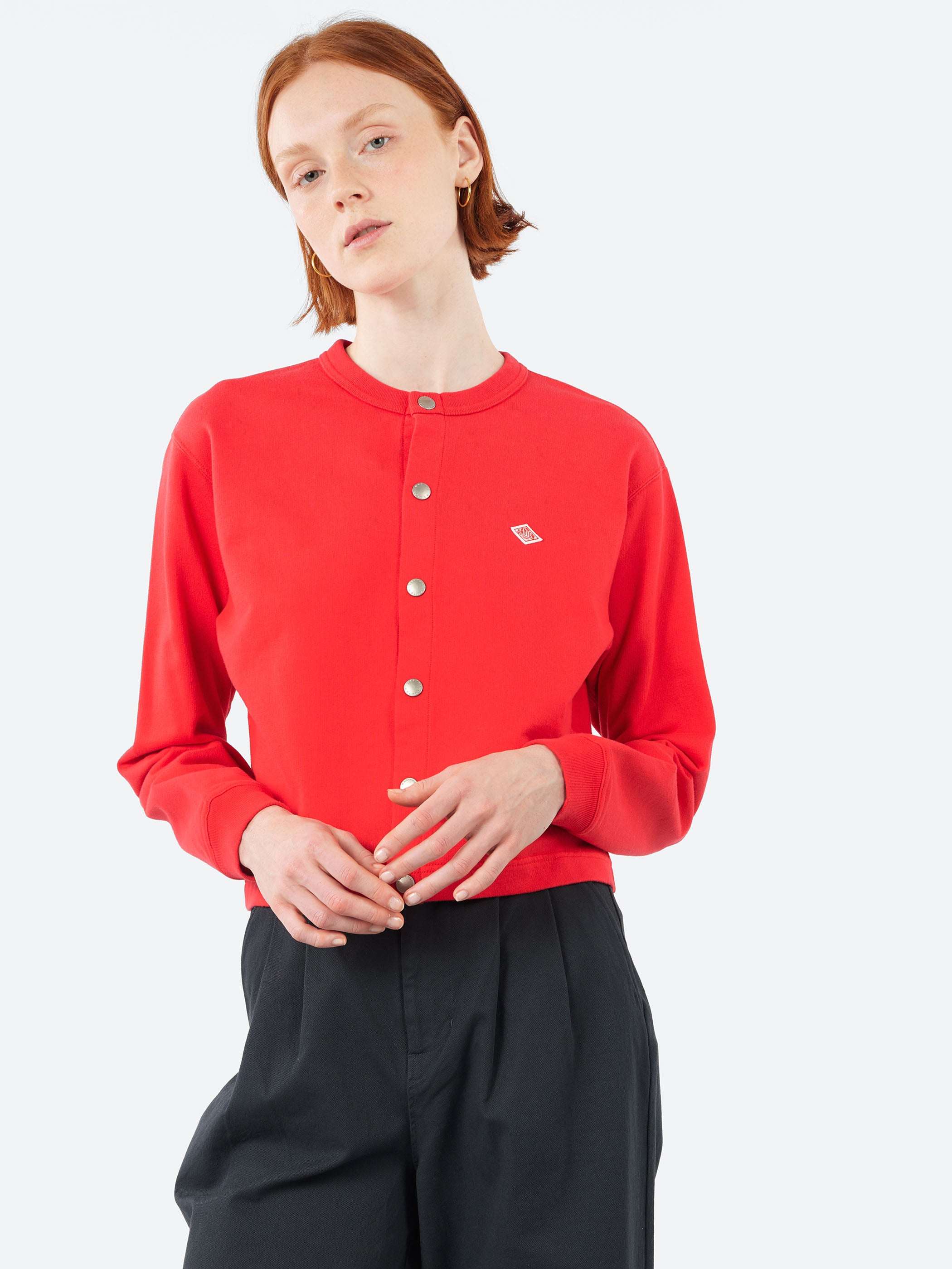 Women's Cotton Terry Crew Neck Cardigan