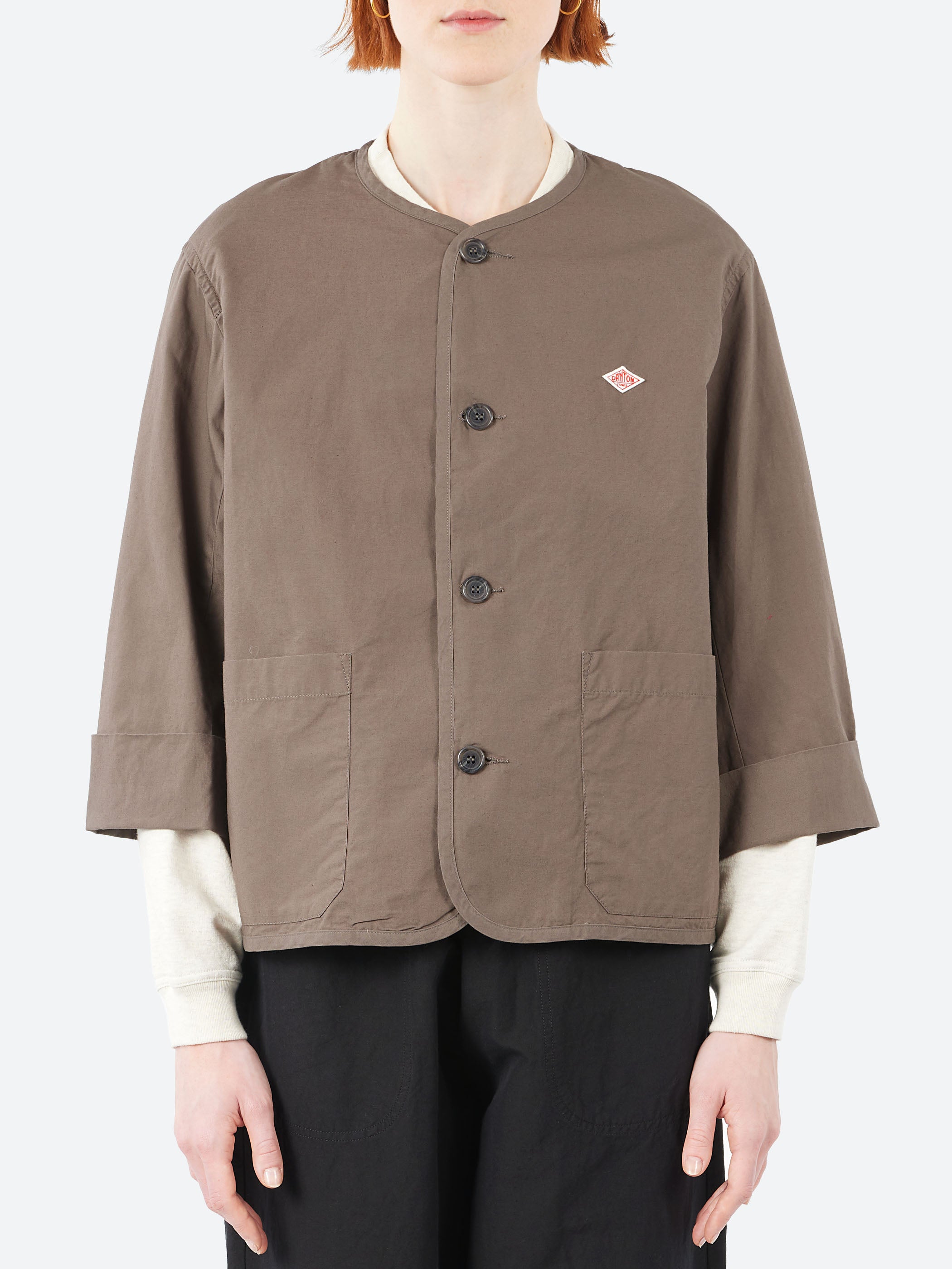 Downproof Collarless Short Jacket