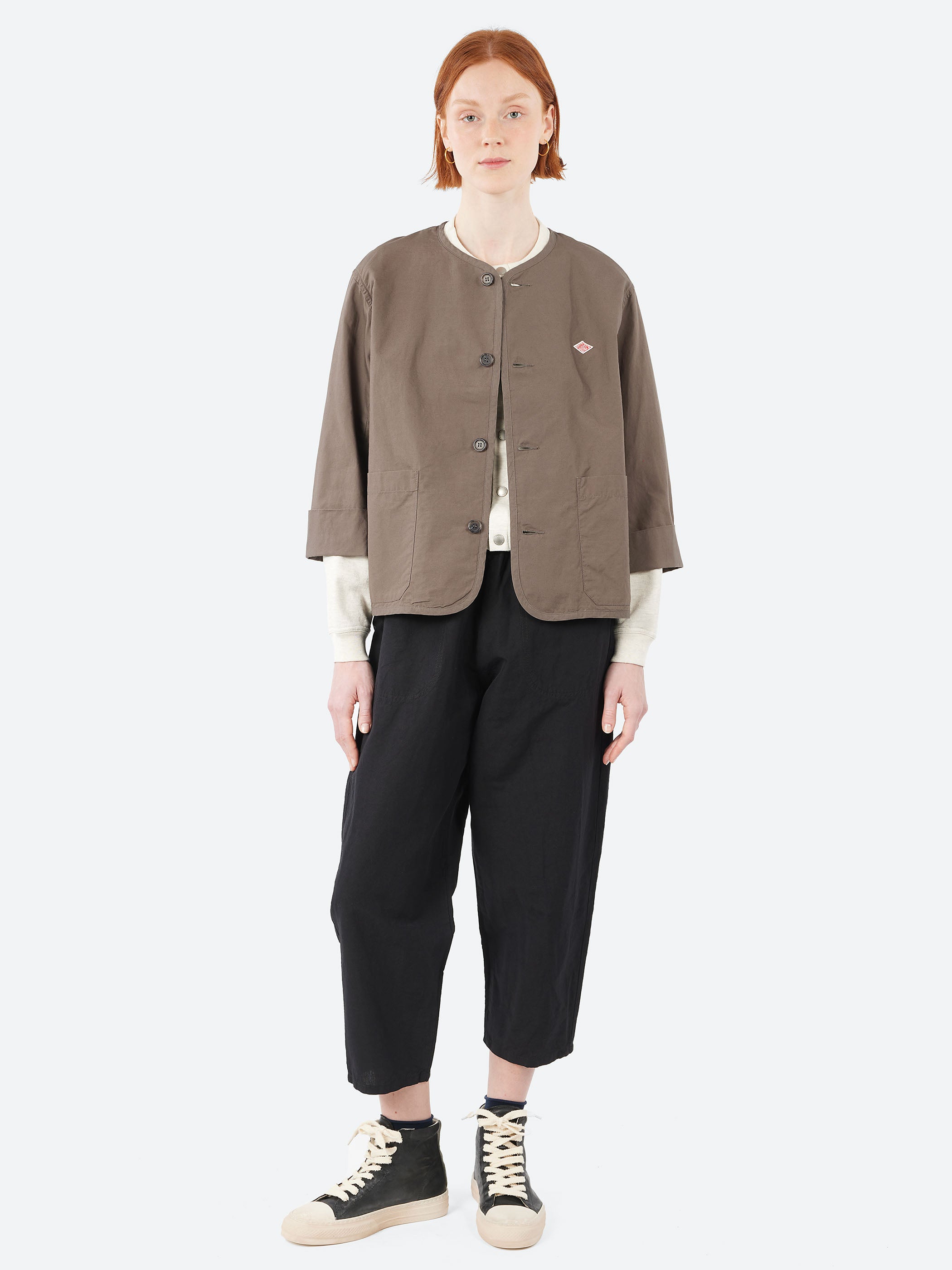 Downproof Collarless Short Jacket