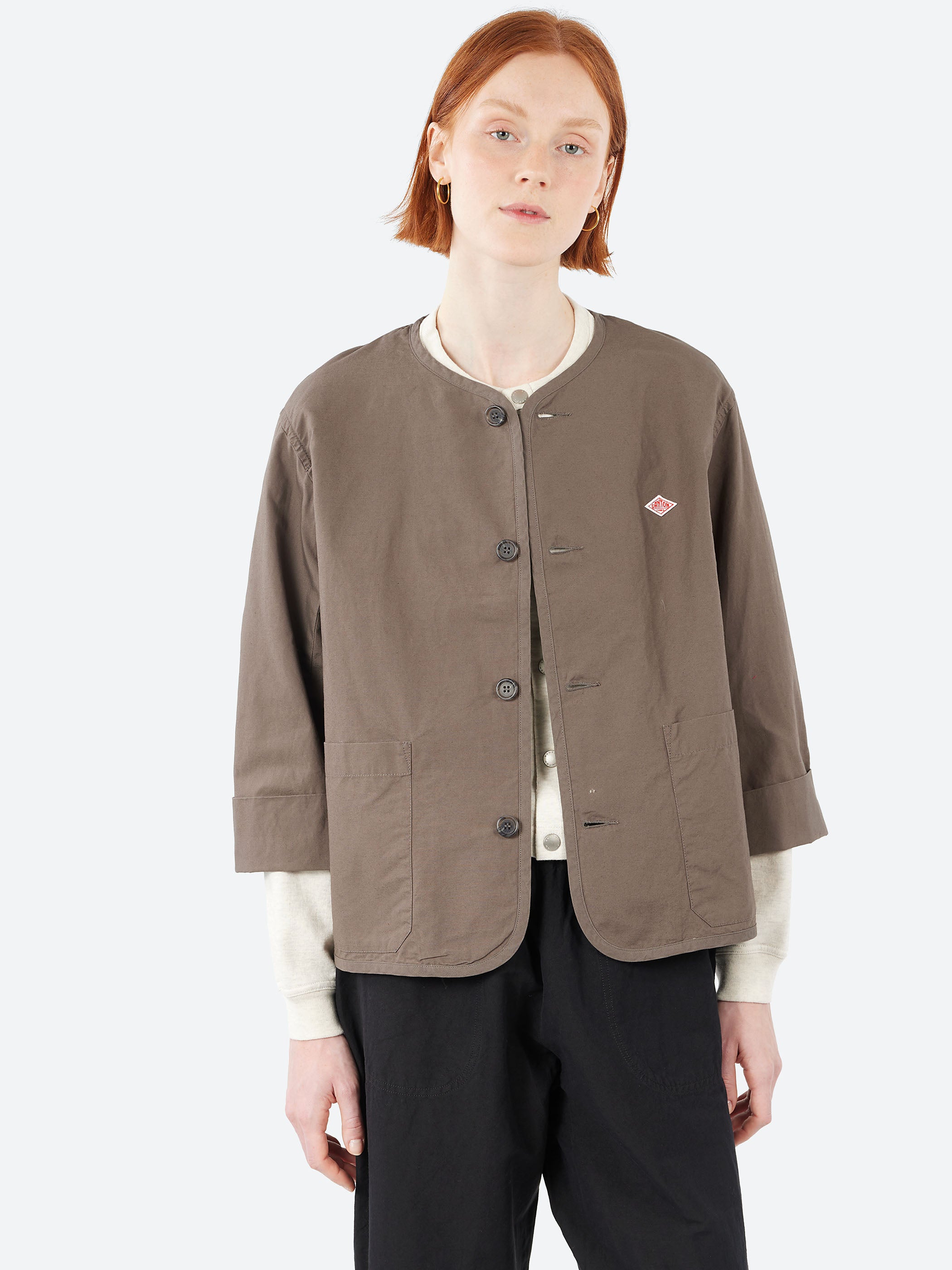 Downproof Collarless Short Jacket