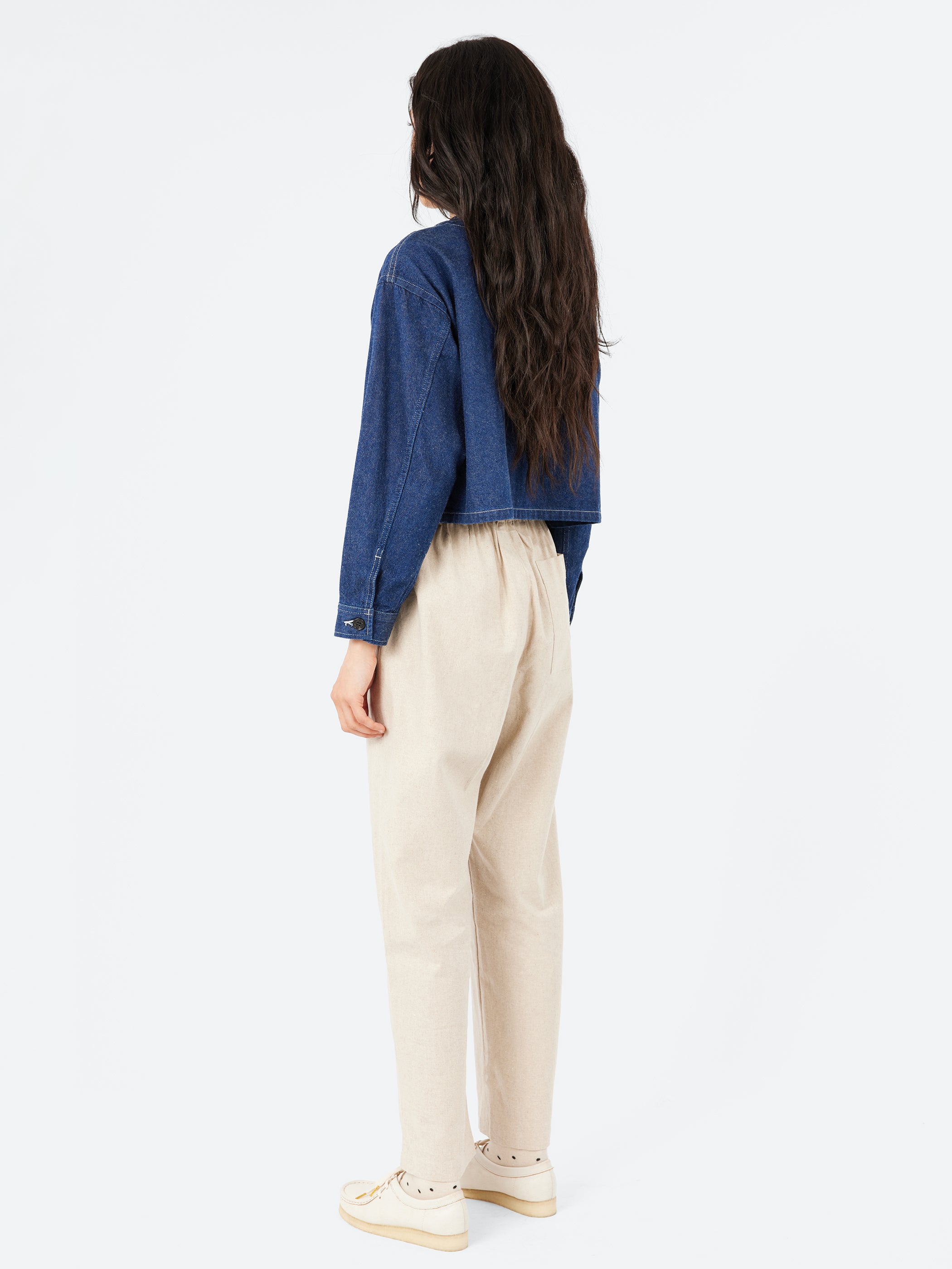 Cotton Drill Collarless Short Jacket