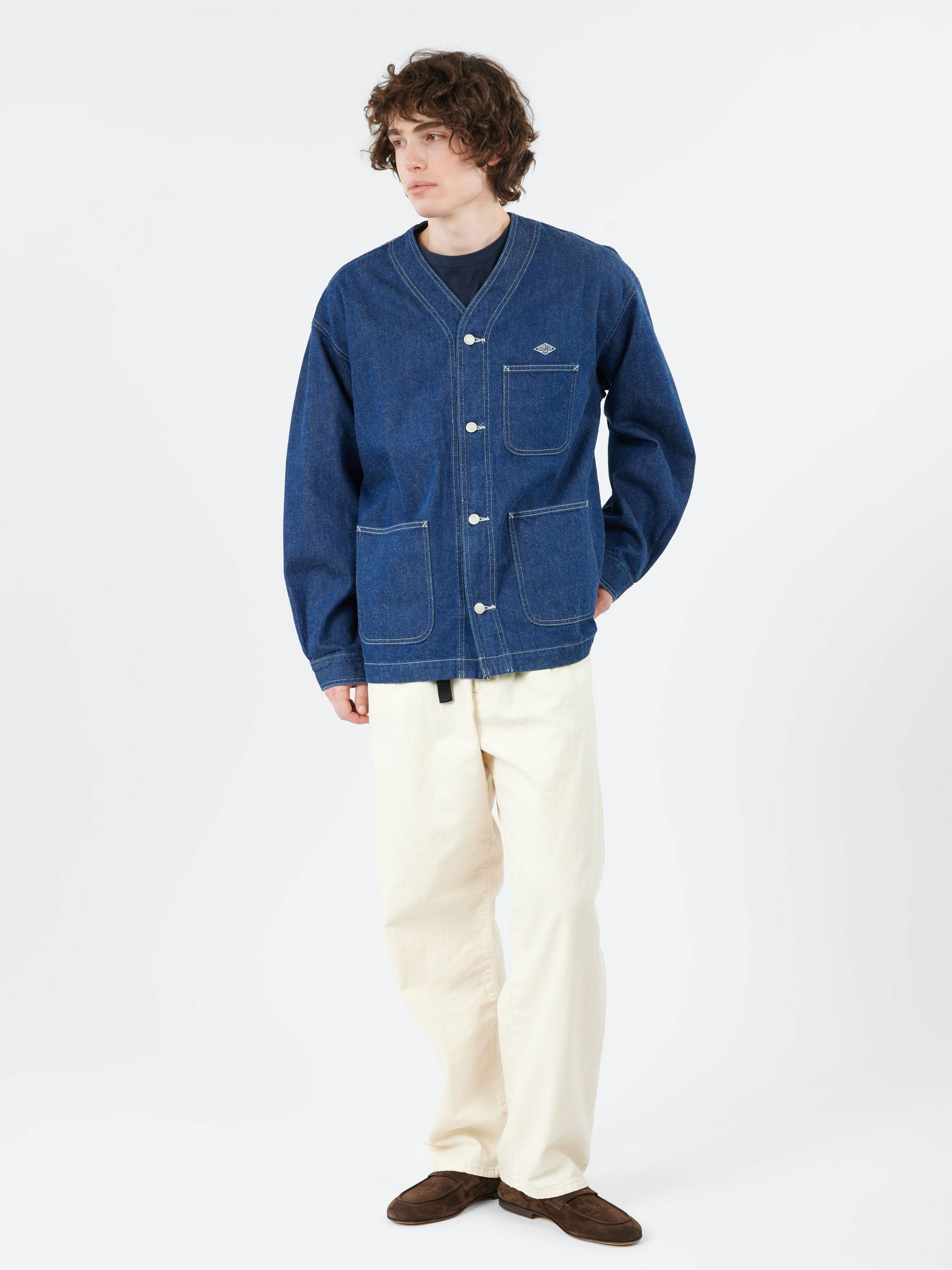 Denim Collarless Jacket