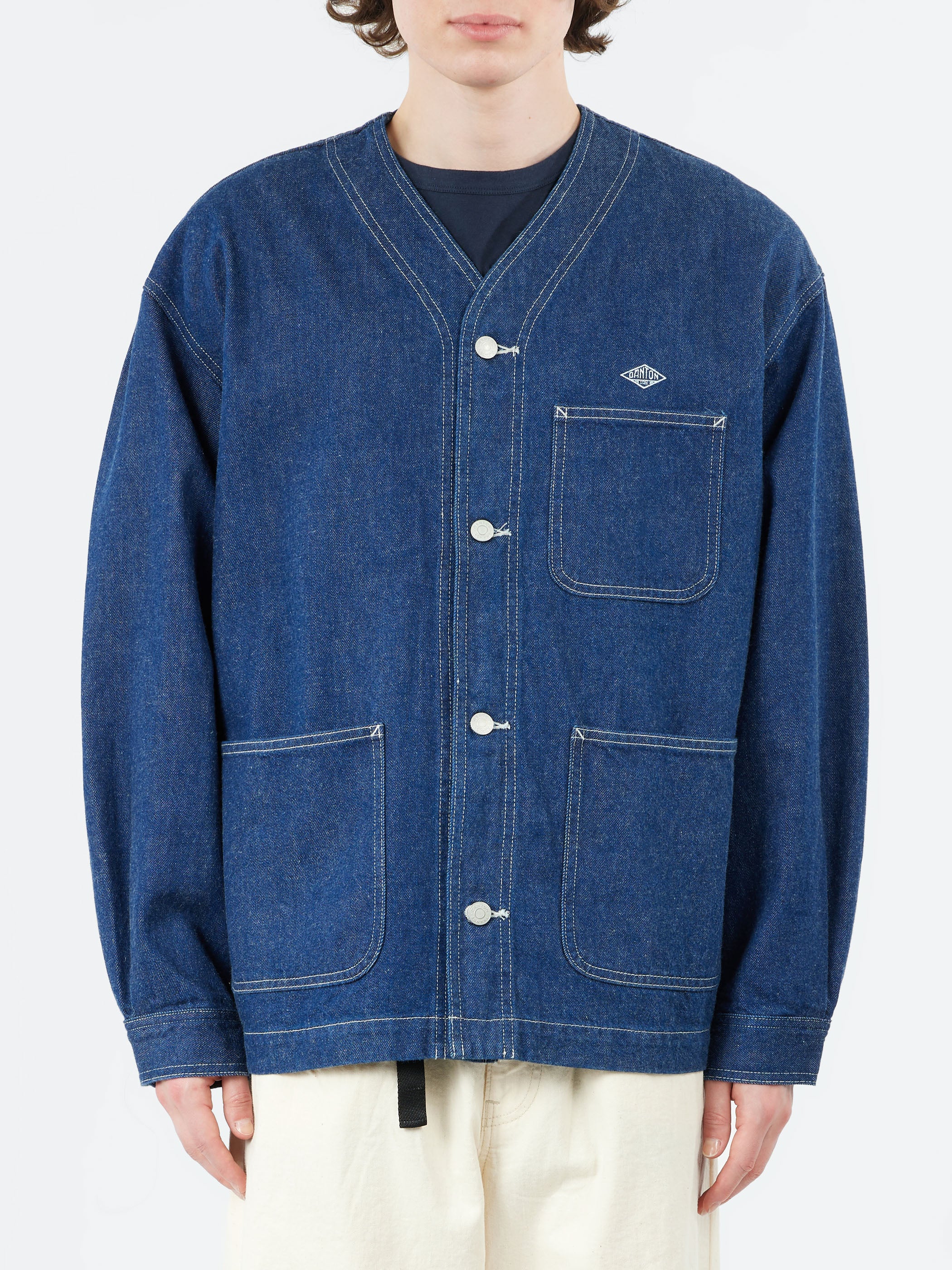 Denim Collarless Jacket