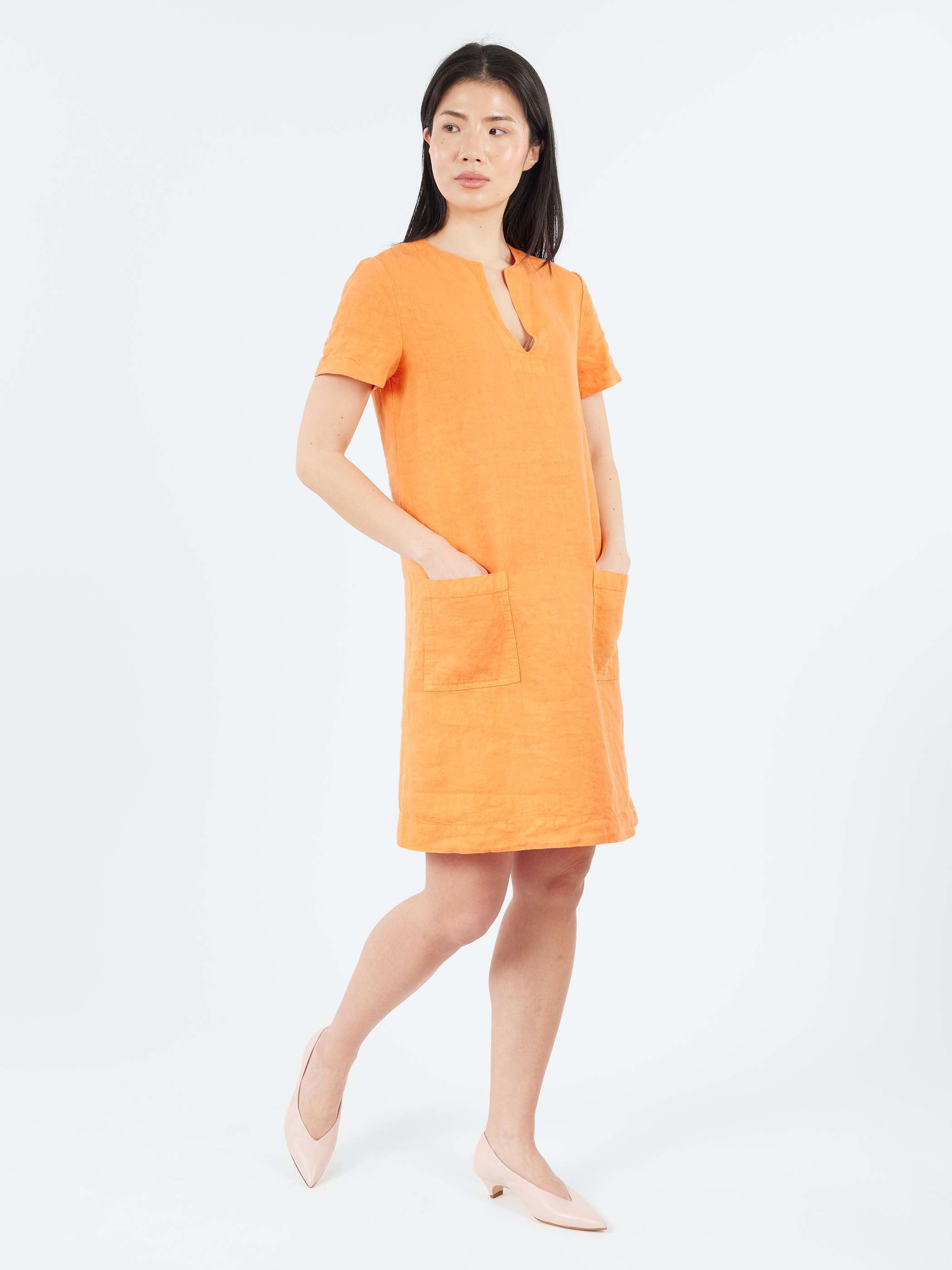 Slub Linen Short Dress
