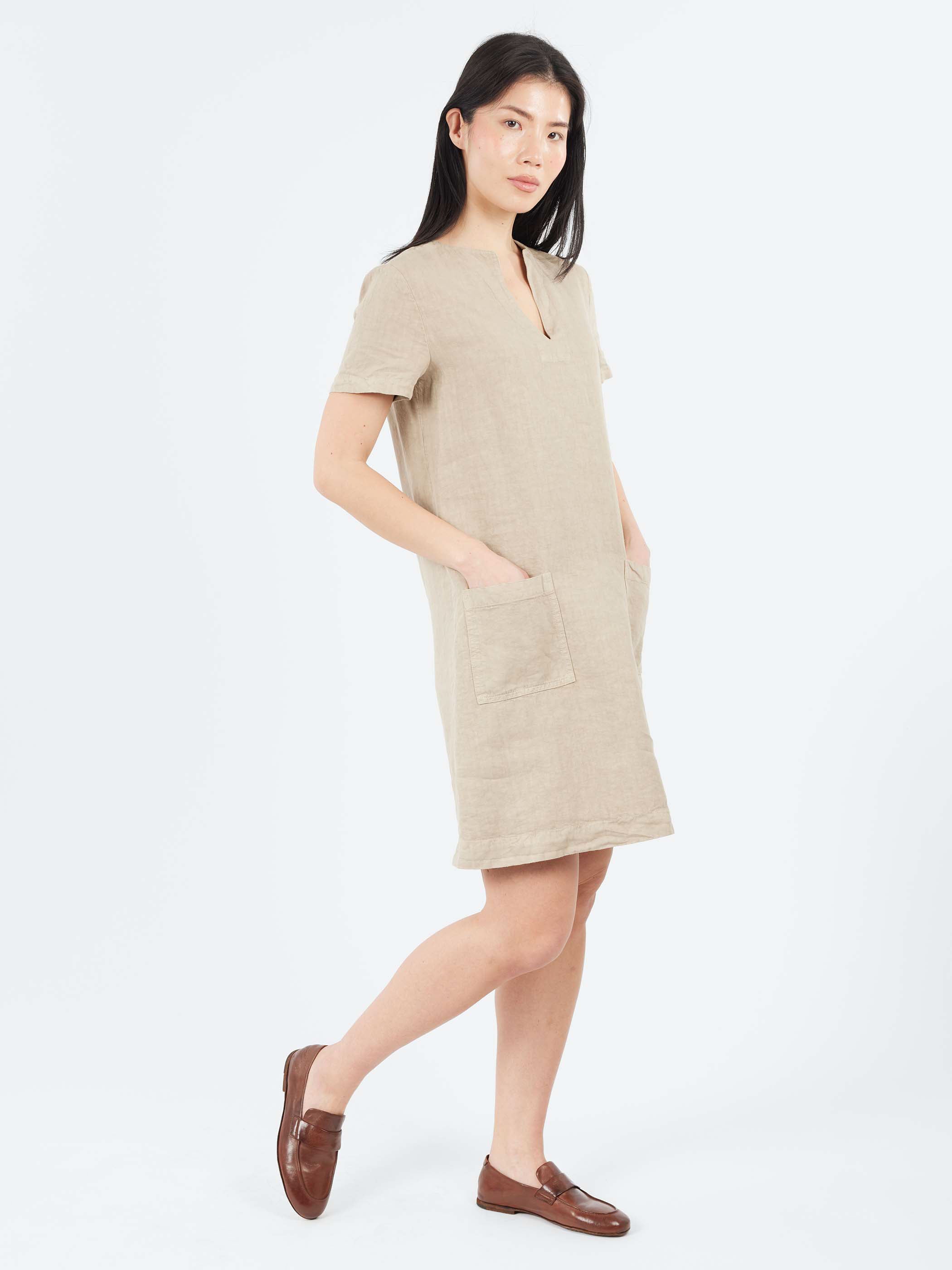Slub Linen Short Dress