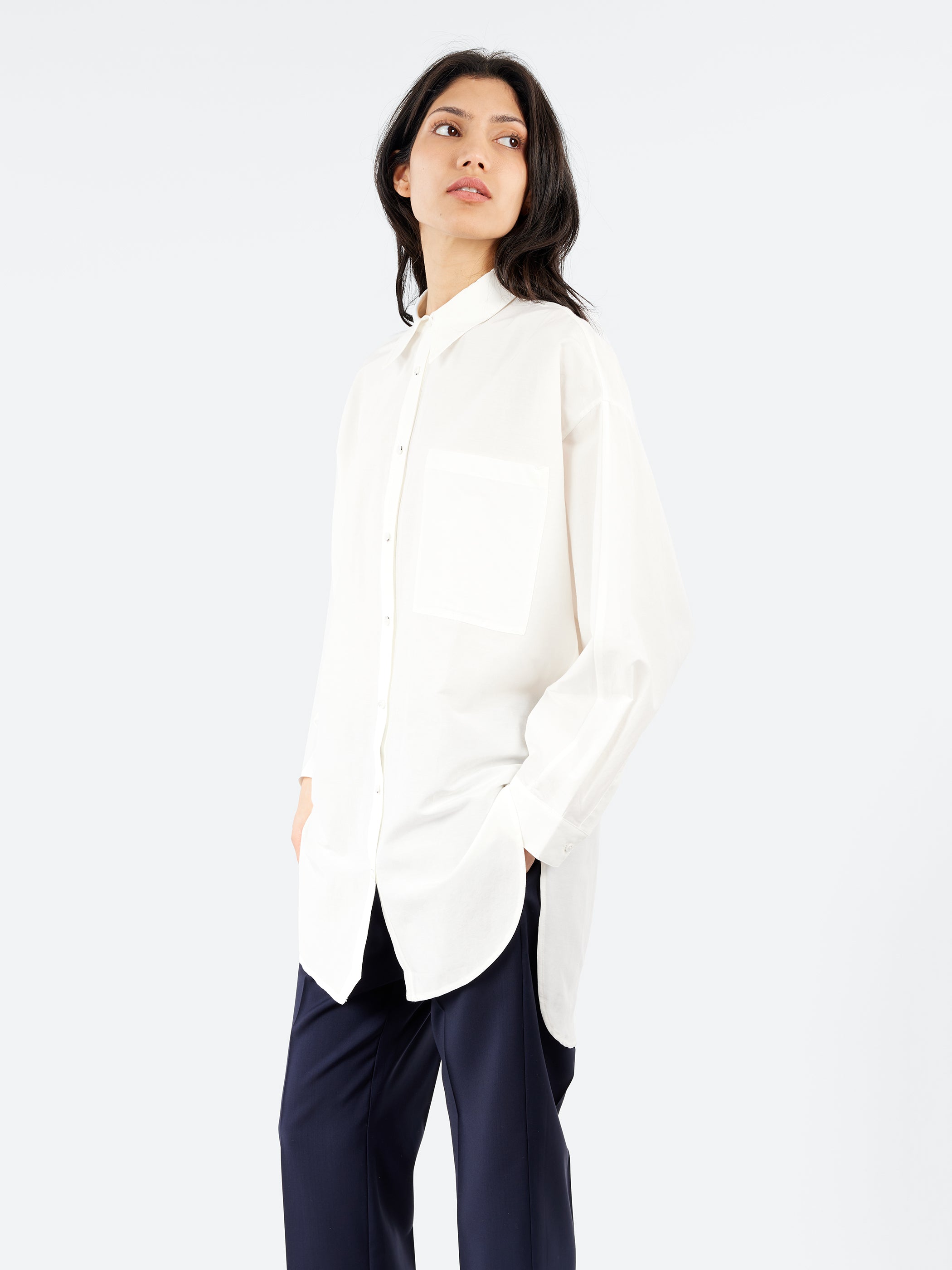 Cotton Silk Round Shirt