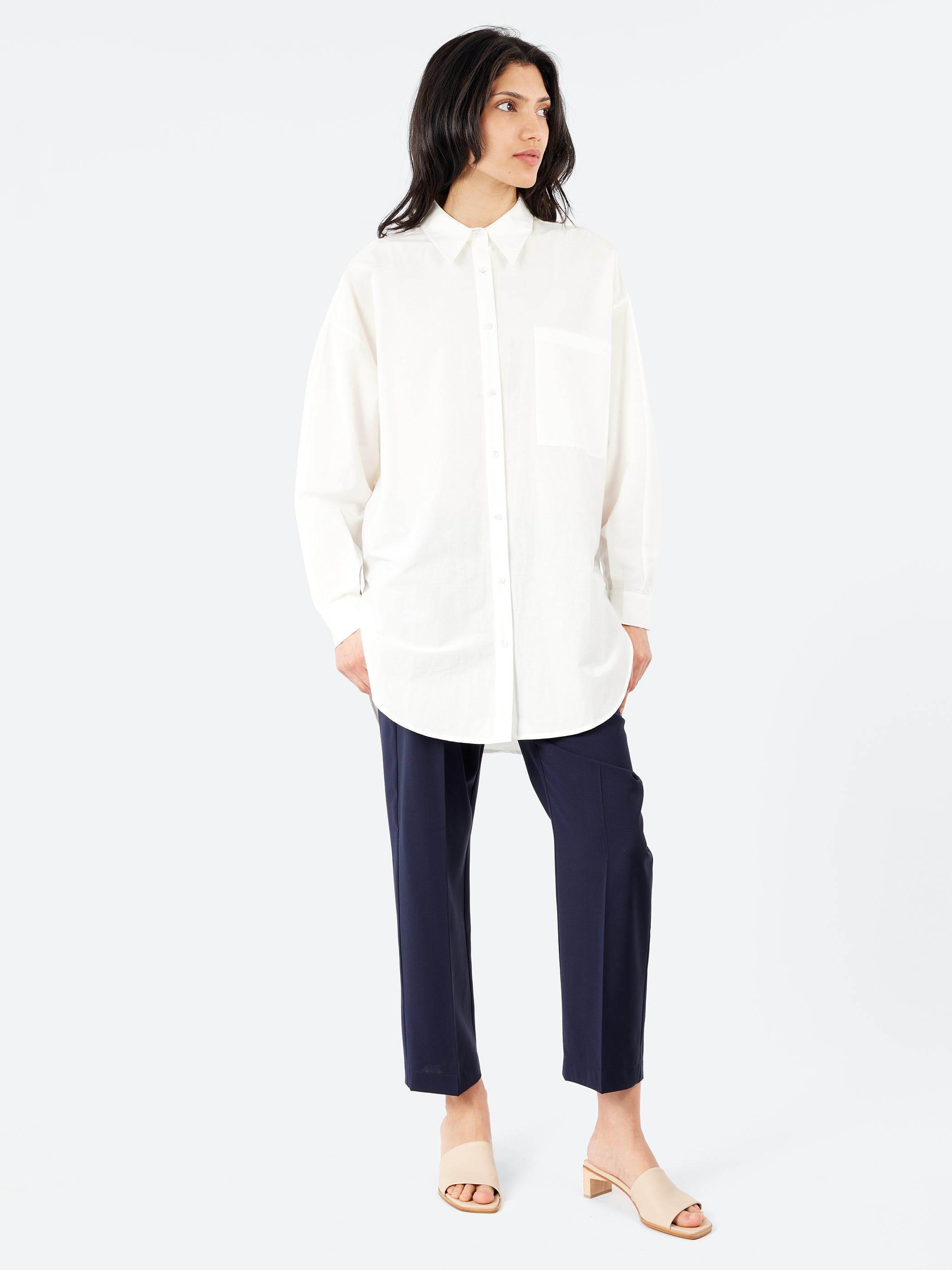 Cotton Silk Round Shirt