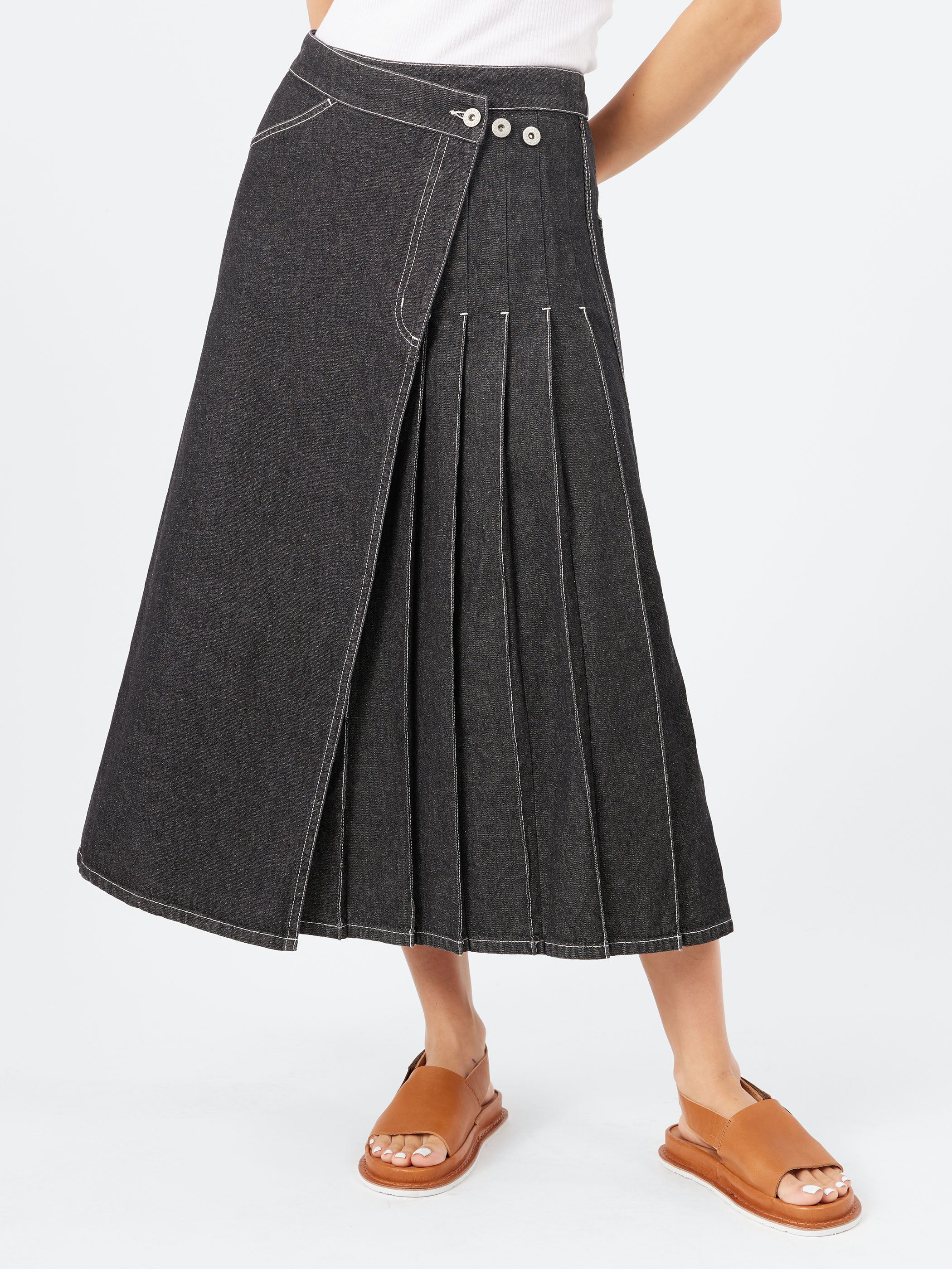 Pleated Wrap Skirt