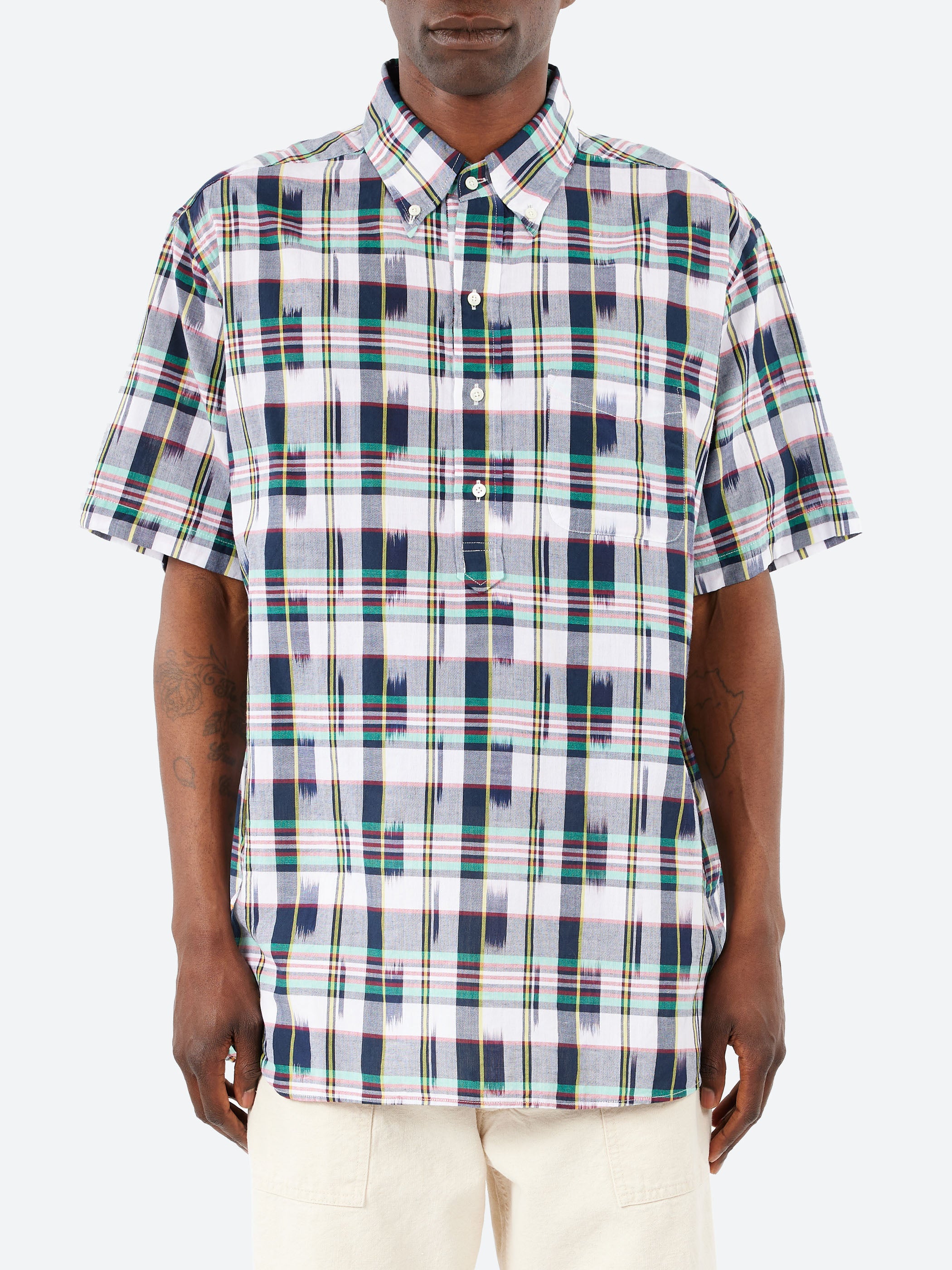 Classic Fit Ikat Madras Pullover Shirt