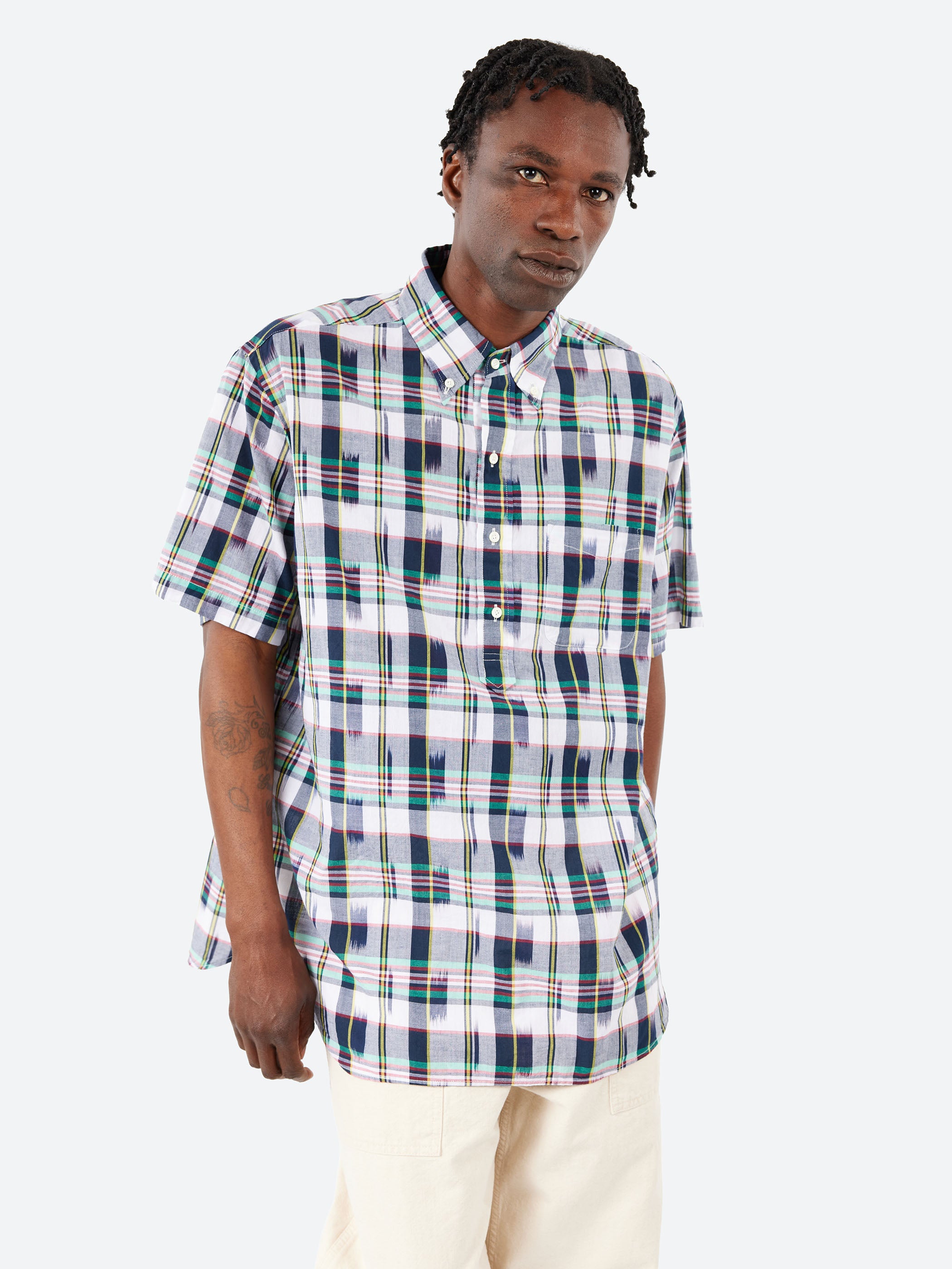 Classic Fit Ikat Madras Pullover Shirt