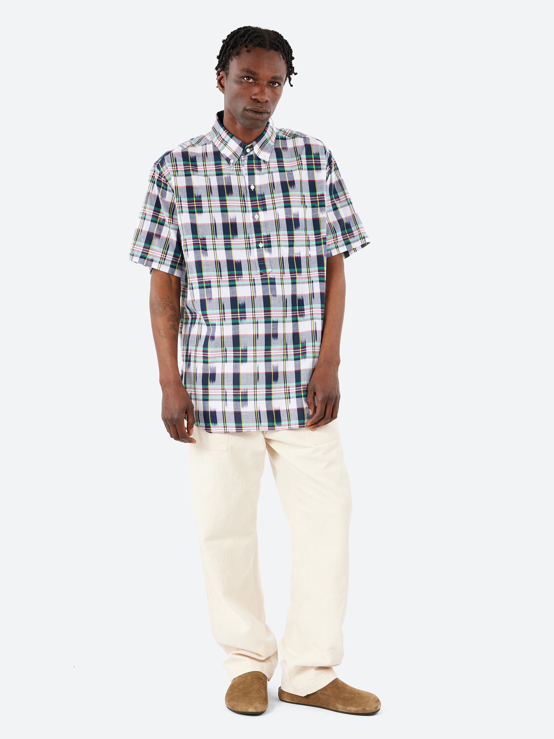 Classic Fit Ikat Madras Pullover Shirt
