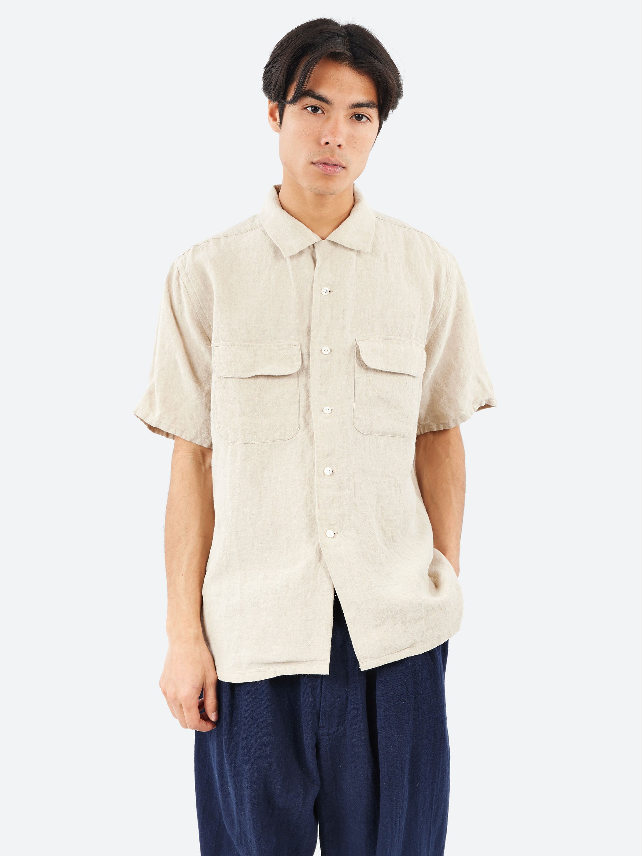 Open Collar Short Sleeve Shirt