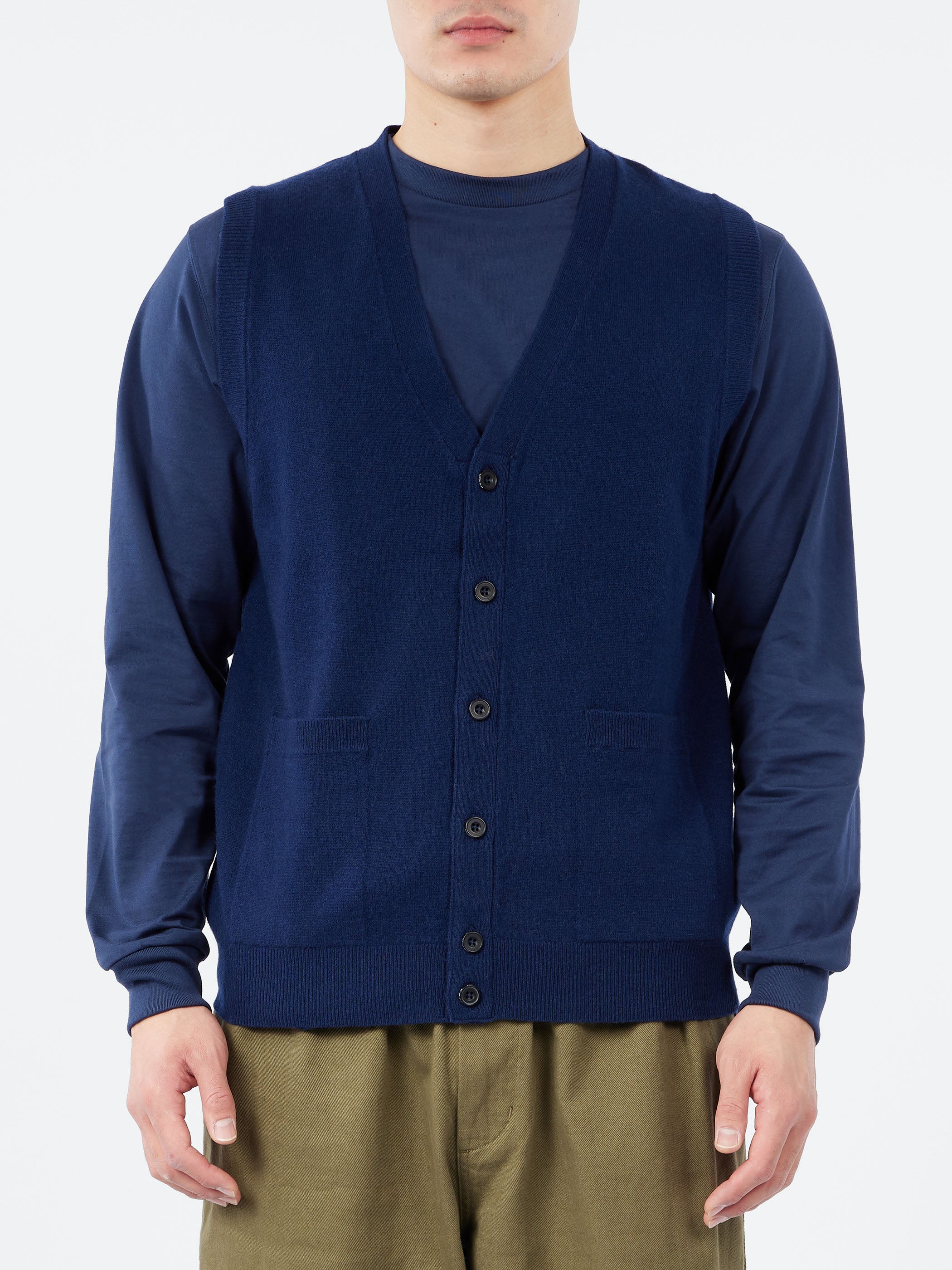 Button Knit Vest Solid