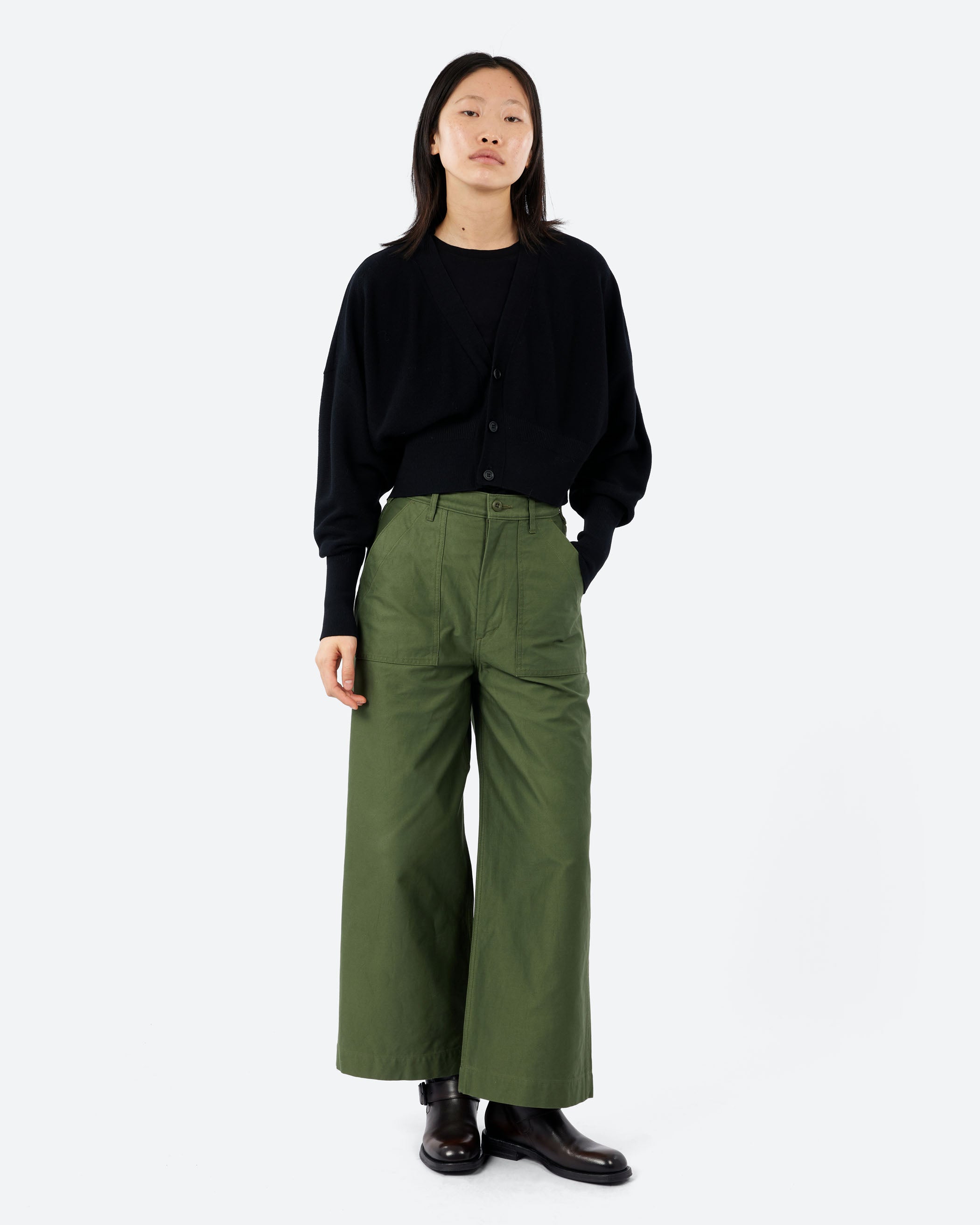 Wool Garter Cropped Cardigan