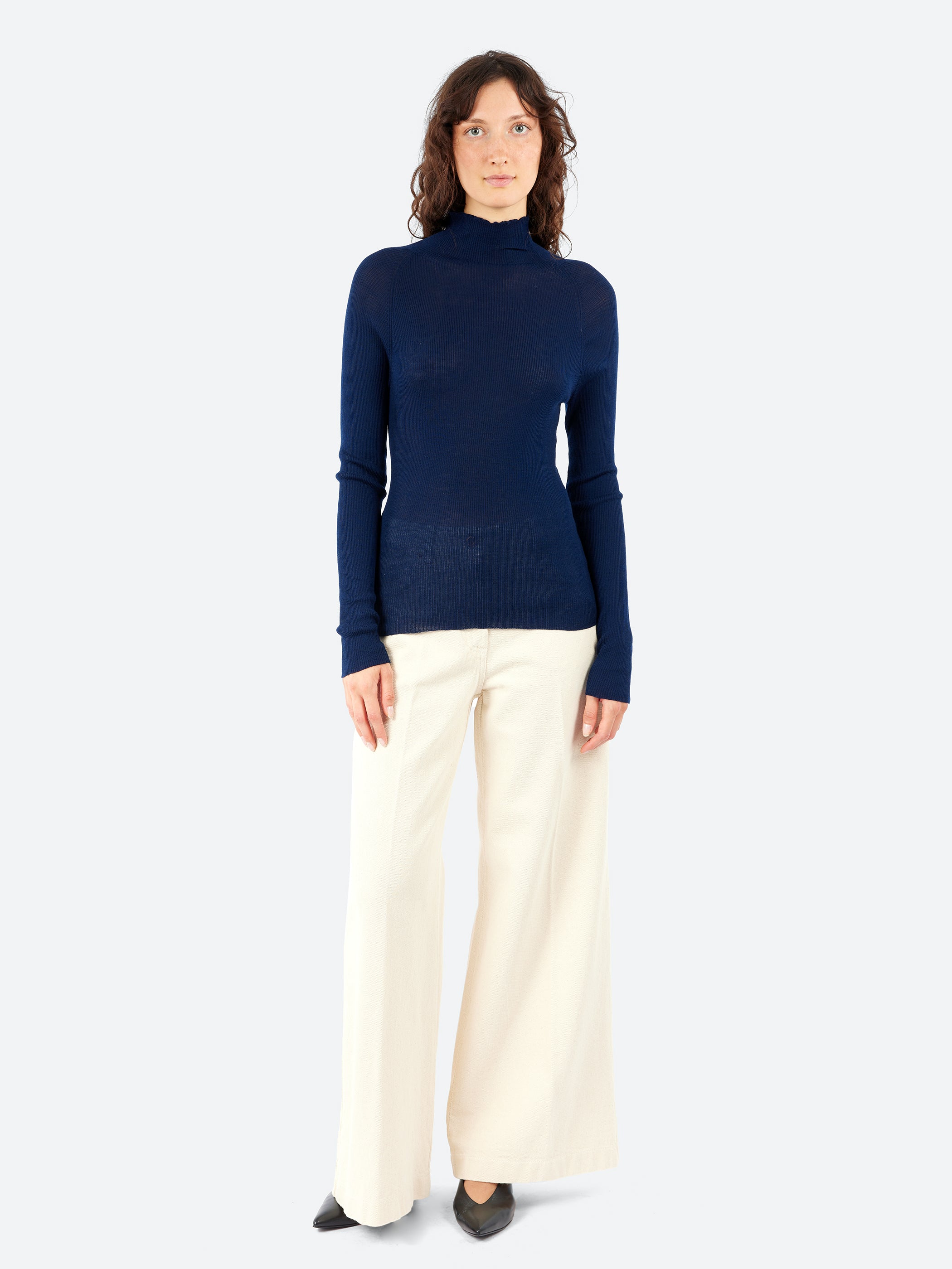 Wide Leg Denim Trouser