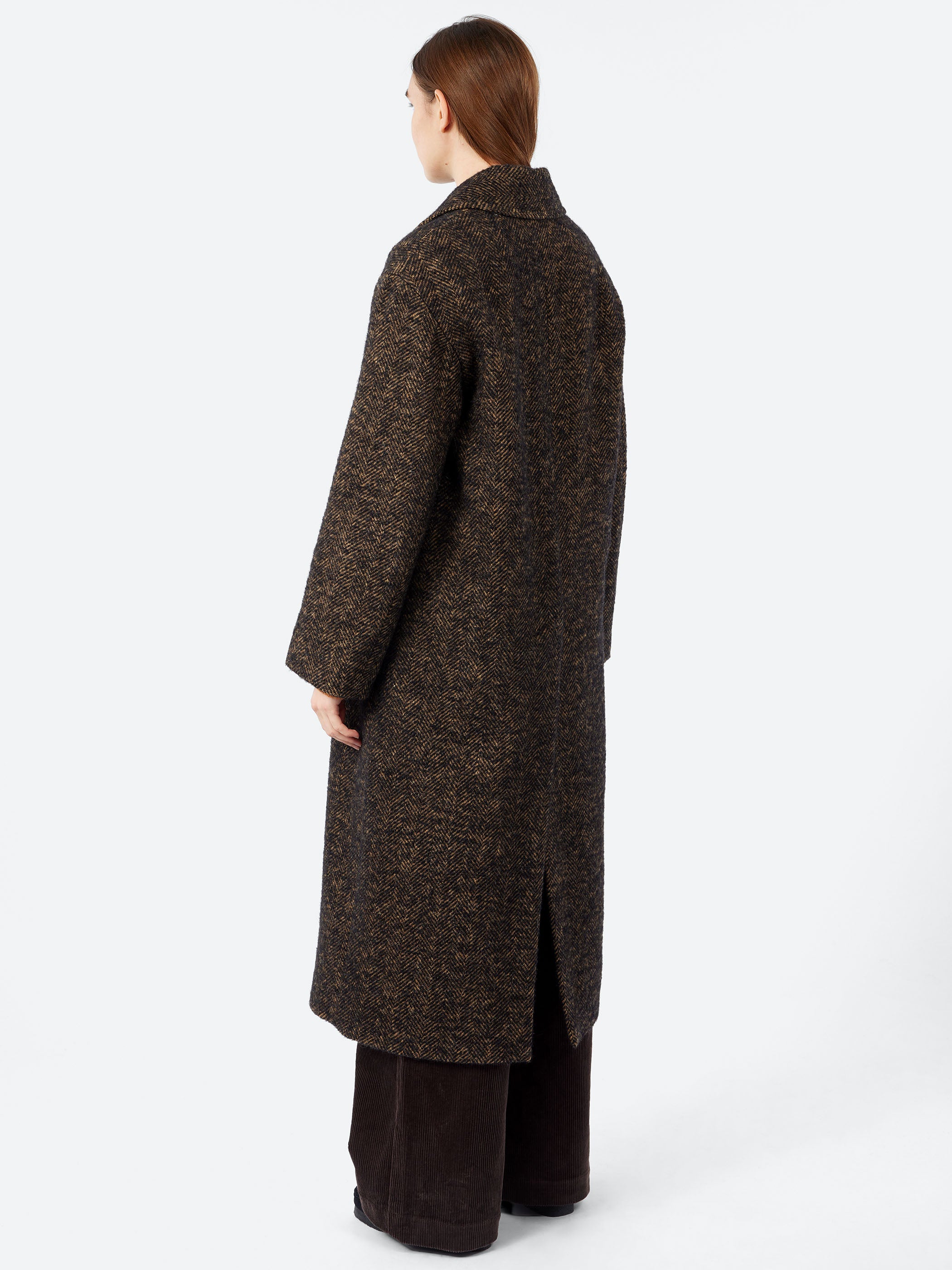 Wool Tweed Herringbone Coat