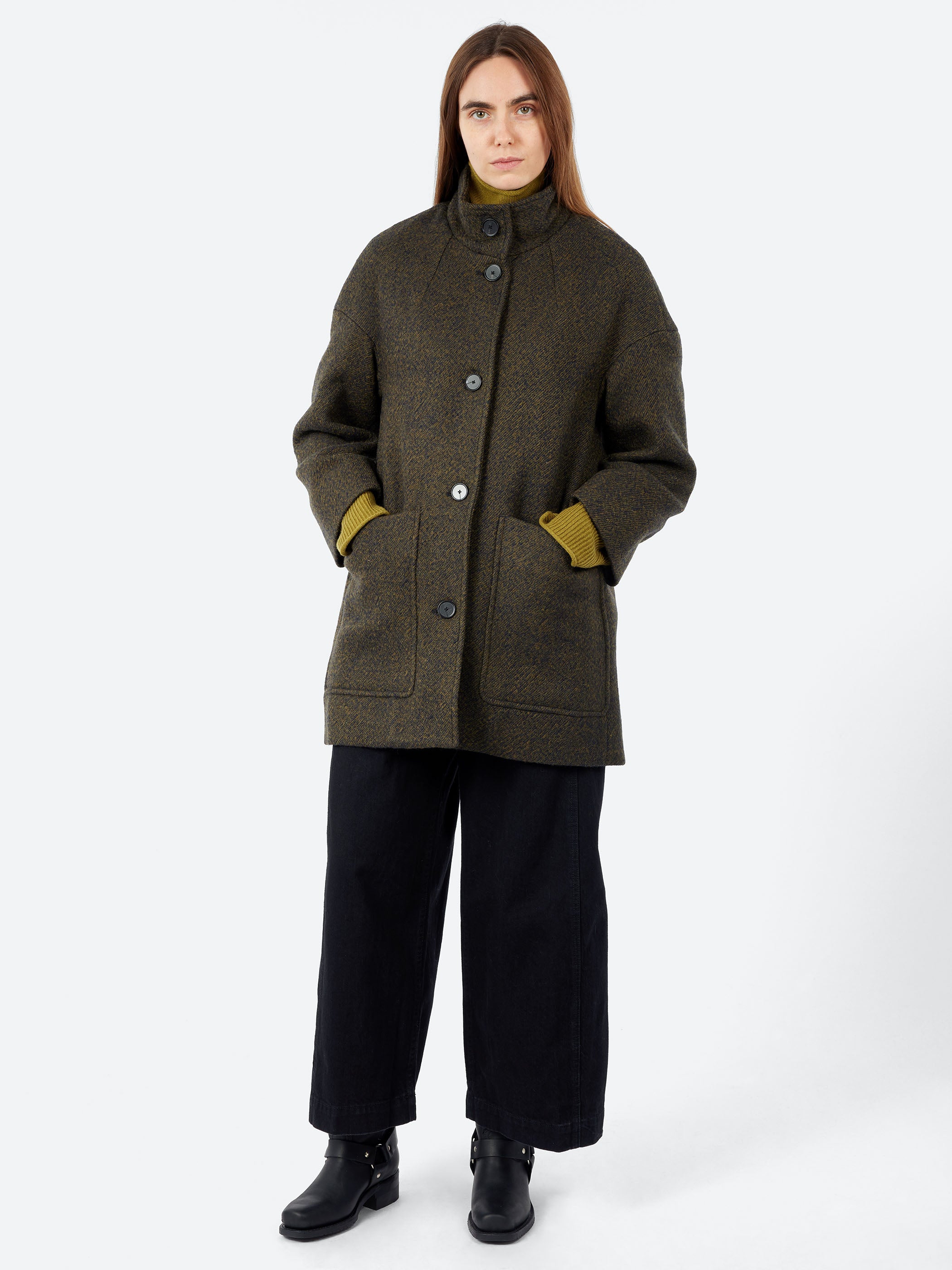 Boiled Wool Twill Coat